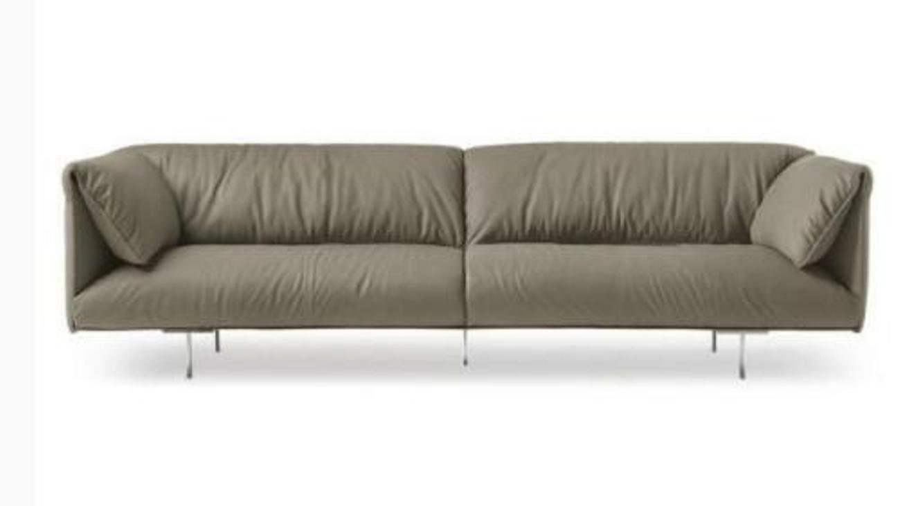 Italien Big Sofa Grau XXL Leder 4-Sitzer, Möbel Sitzer Sofas JVmoebel Polster Vier Couch Sitz
