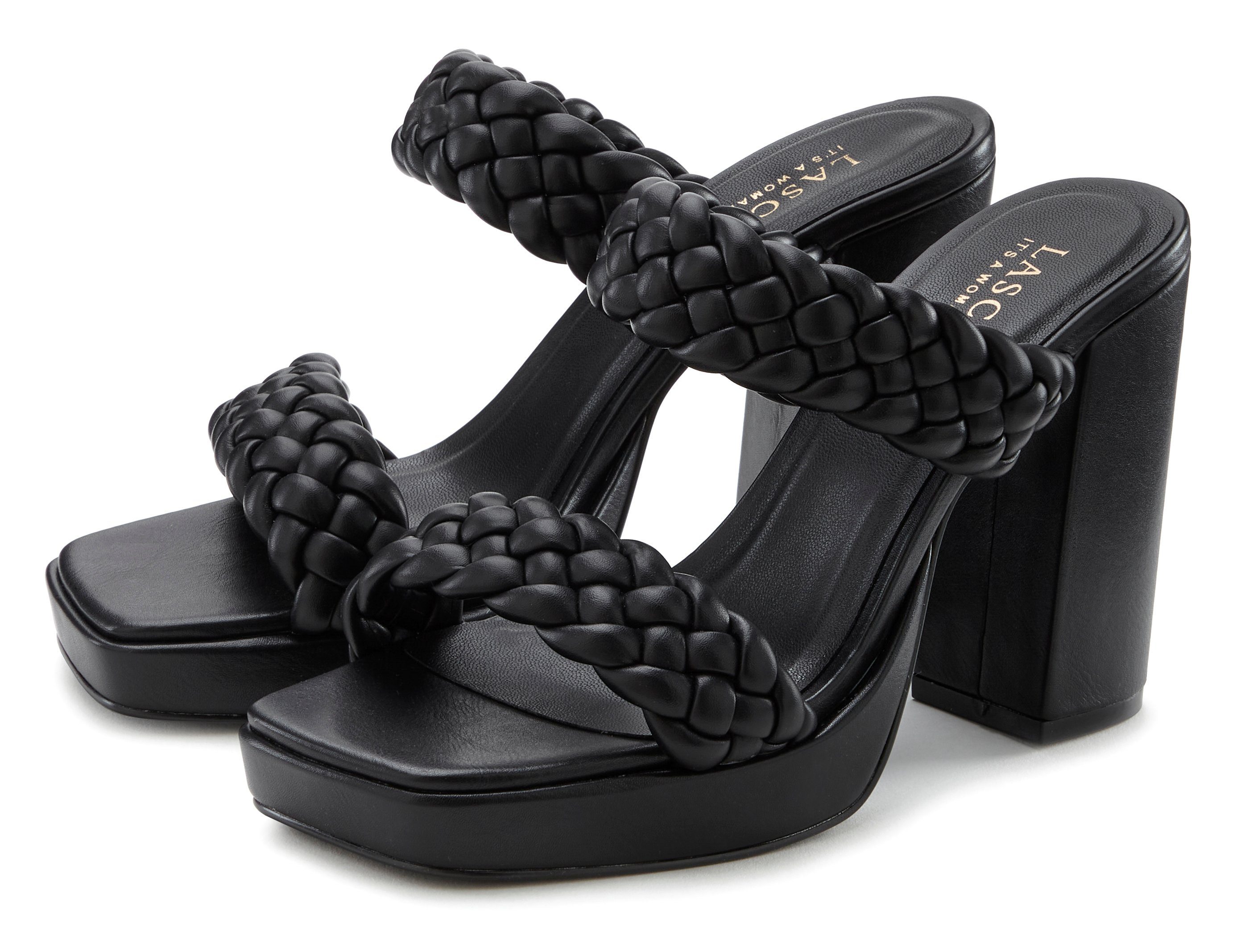 LASCANA Pantolette, Mule, Sandale, offener Schuh, raffinierte Riemchen im F günstig online kaufen
