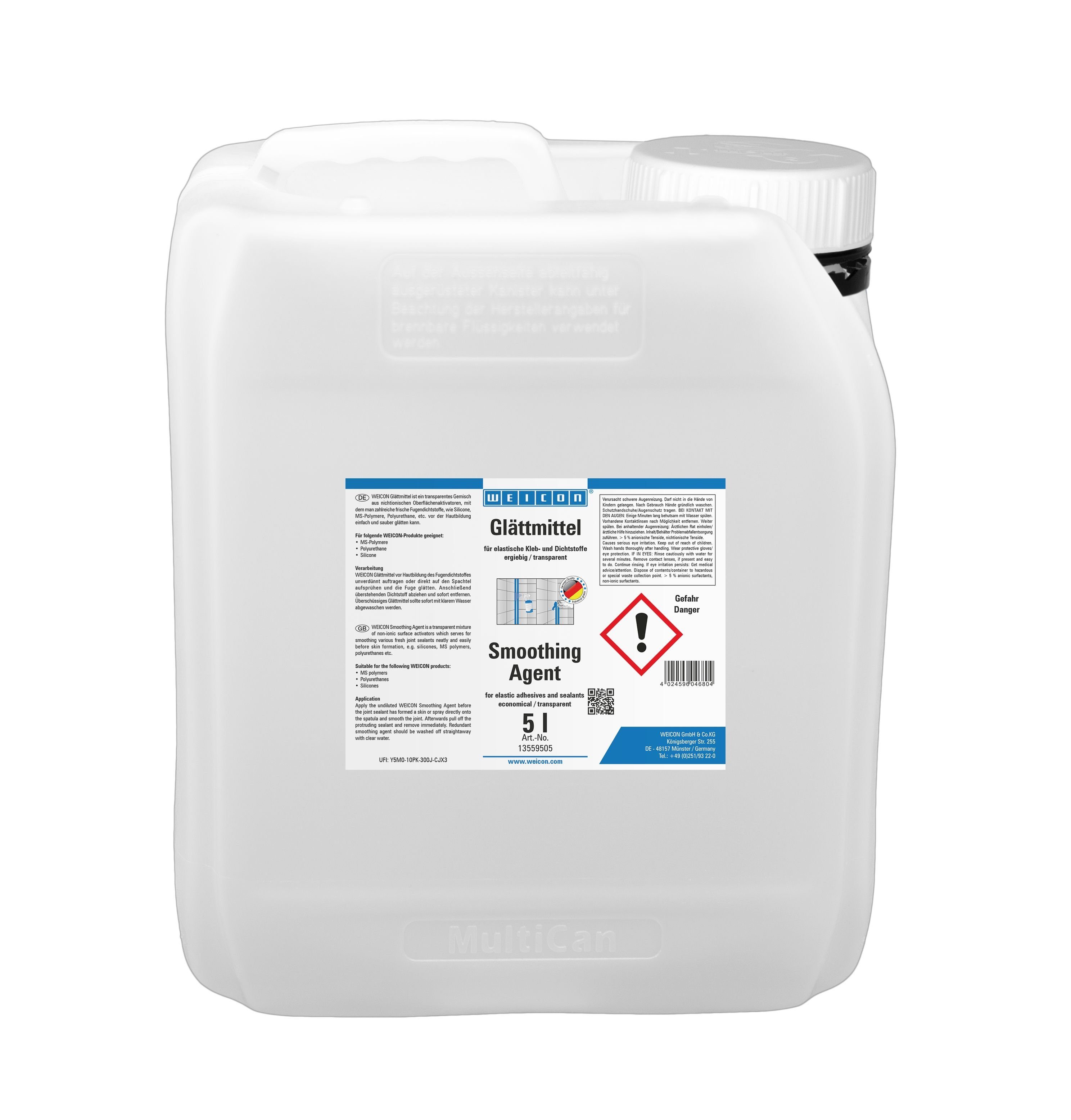 WEICON Dichtstoff Glättmittel, für elastische Kleb- und Dichtstoffe, farblos, gebrauchsfertig, (Flasche, Kanister)