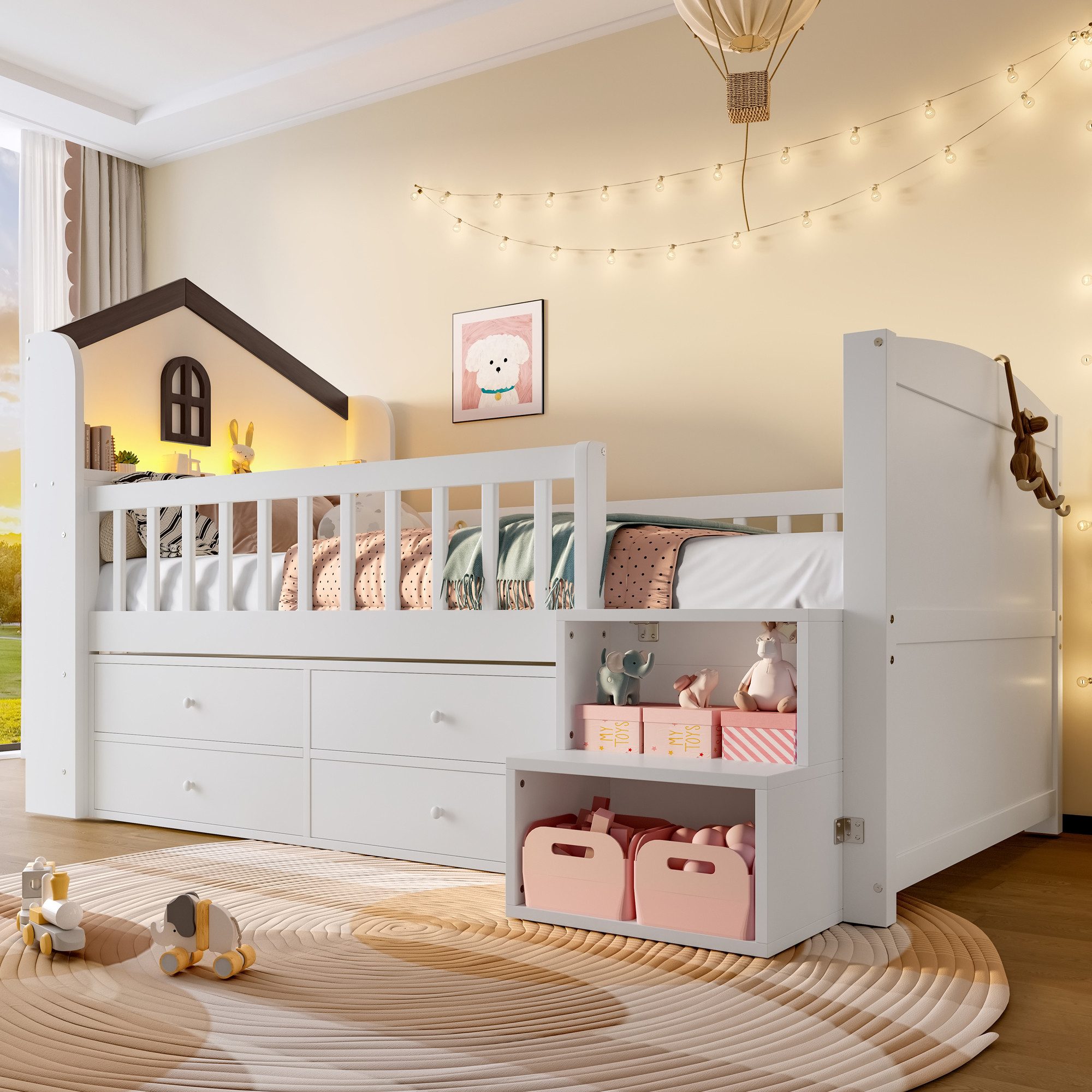 Merax Kinderbett in Hausform (1-tlg., Kieferholz günstig online kaufen