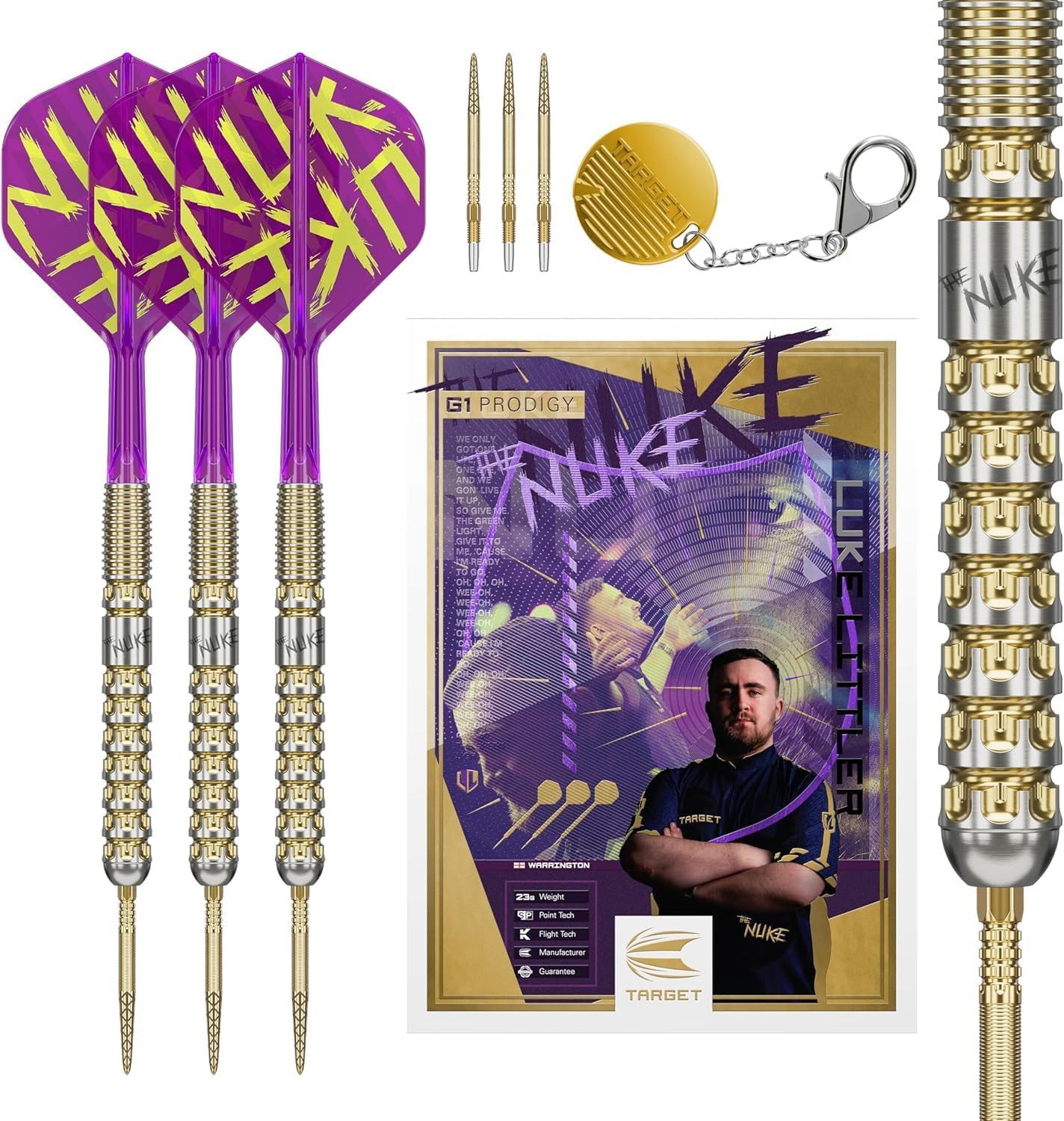 TARGET DARTS Dartpfeil Luke Littler Gen 1 Prodigy Swiss Point Steeldarts, 90% Tungsten, 22G