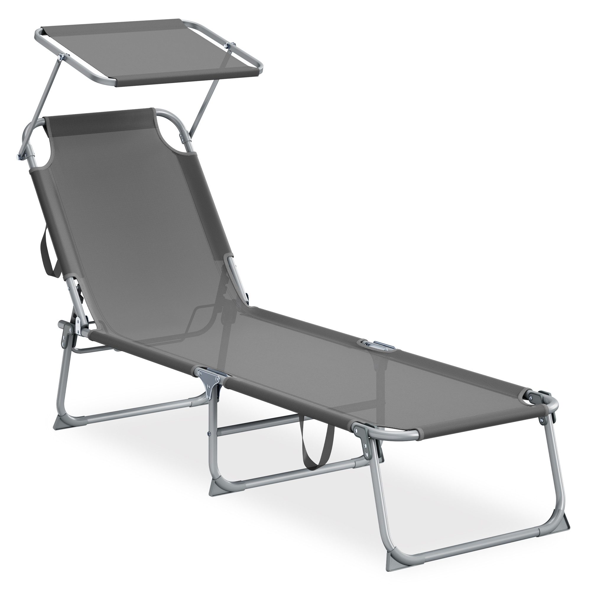 SONGMICS Gartenliege, Sonnenliege klappbar, belastbar bis 110 kg, verstellbare Sonnenblende