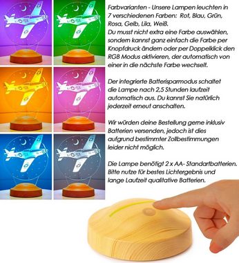 Geschenkelampe LED Nachttischlampe Flugzeug 3D farbiges Nachtlicht Geschenk für Reiseliebhaber, Jungen, Leuchte 7 Farben fest integriert, Geburtstagsgeschenk für Kinder, Babys