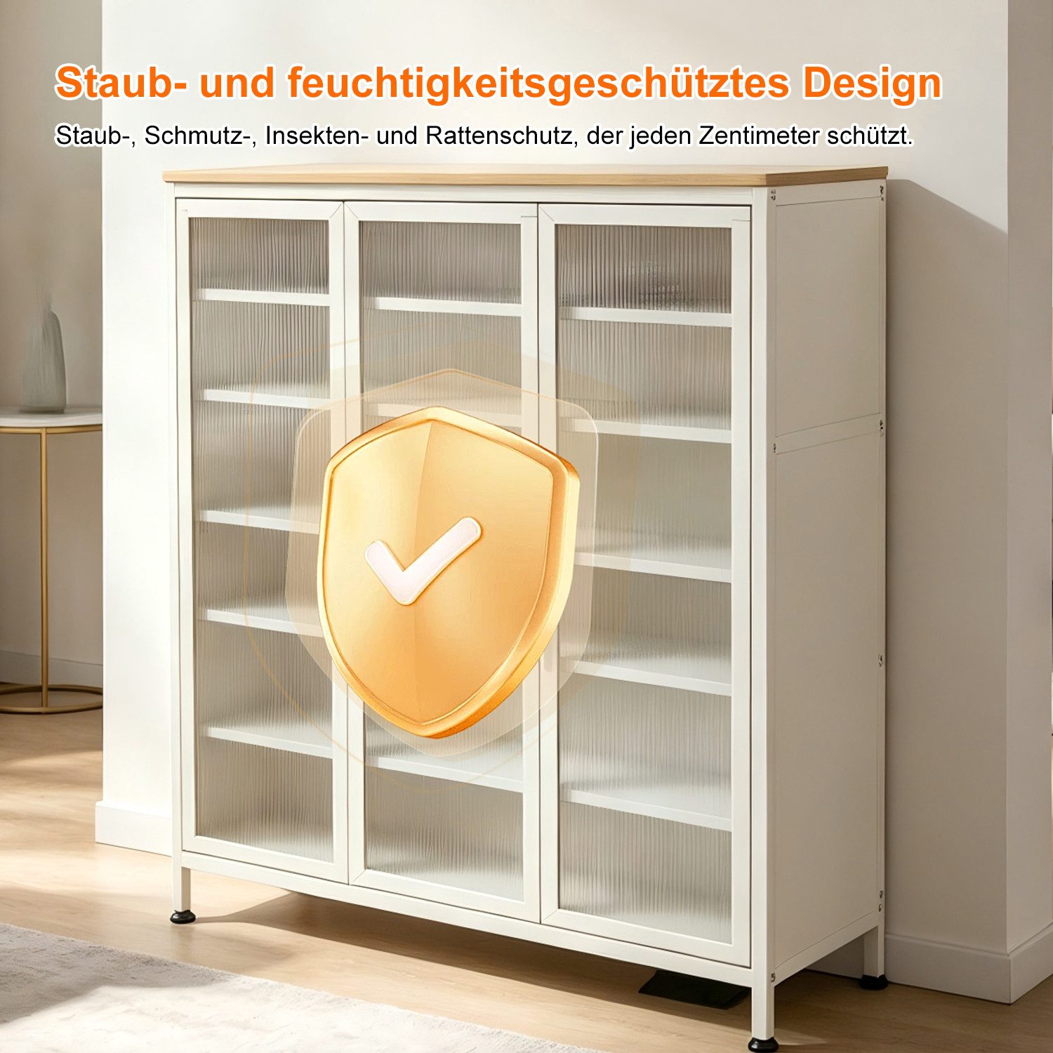FOXSPORT Schuhschrank 7 Ebenen, mit verstellbaren Ablagen, 2- oder 3-türig (im Flur Diele, 32 cm tief) Schuhkommode mit Türen, Vitrinenschrank, Regalschrank – Bild 5 von 5