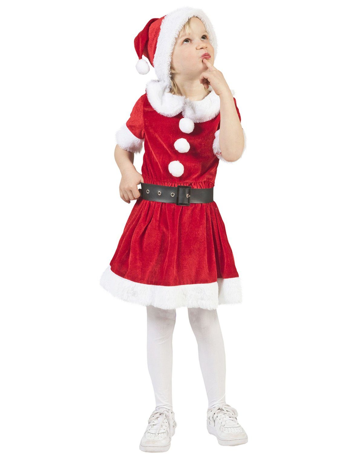 Funny Fashion Kostüm Weihnachtsmädchen 'Carol' für Kinder, Weihnachtsm