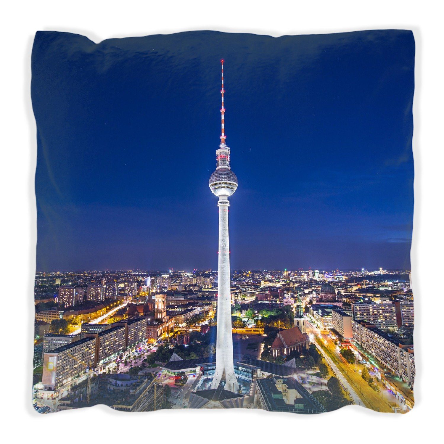 Wallario Dekokissen Fernsehturm bei Nacht, handgenäht Berlin