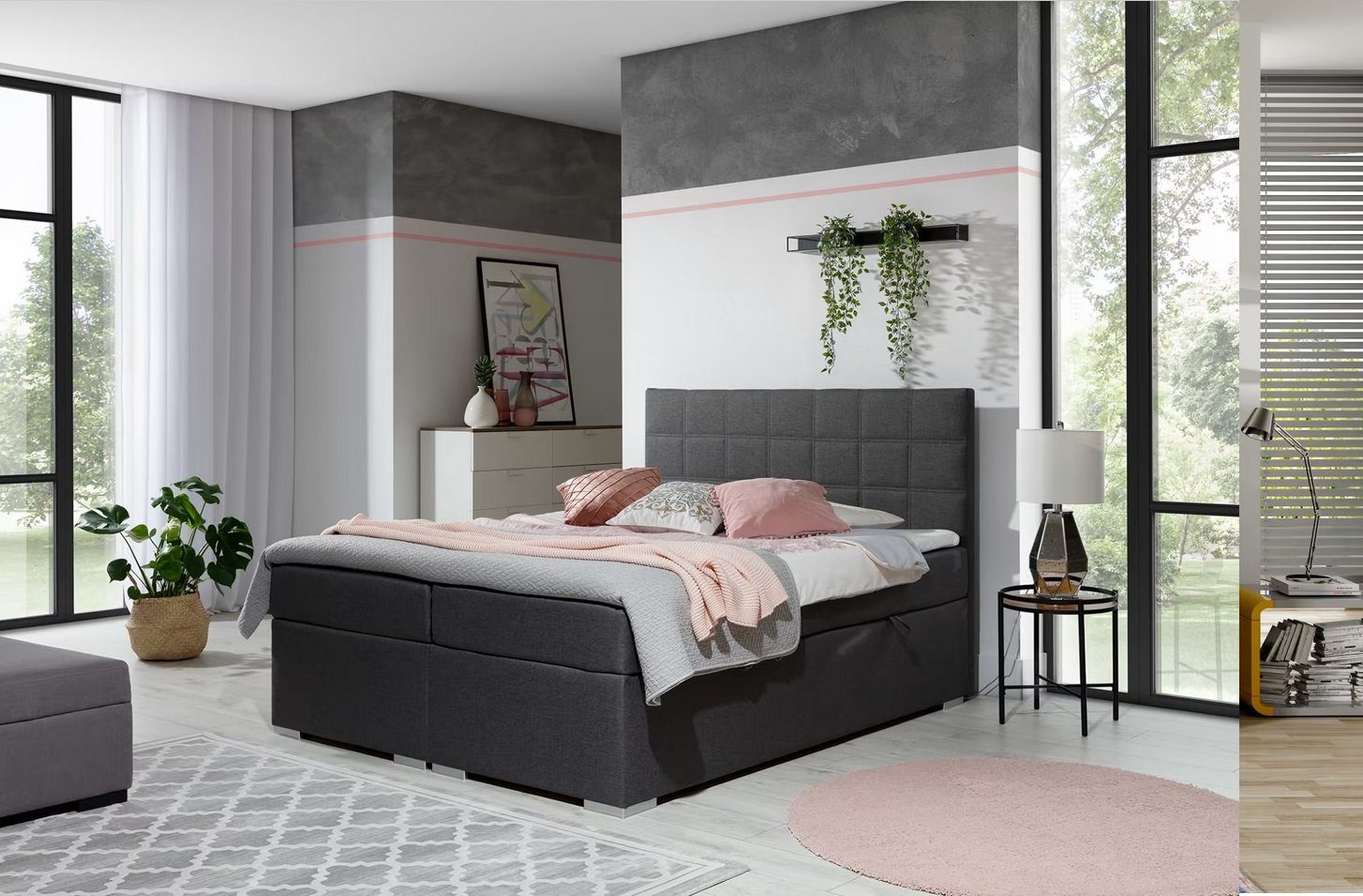 JVmoebel Bett, Doppelbett mit Fedekernmatratze Bett Schlafzimmer Modern Luxus