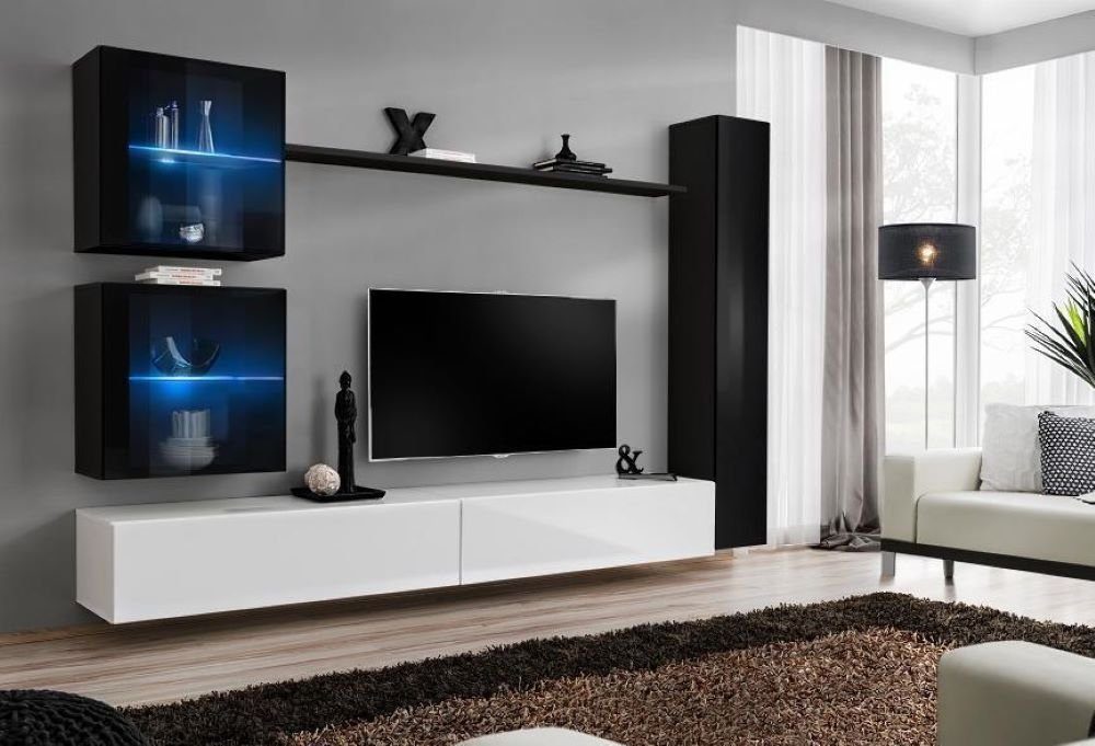 JVmoebel Wohnwand Wohnwand Set 6tlg Luxus Einrichtung Wohnzimmer Designer TV-Ständer, (8-St), Made in Europa