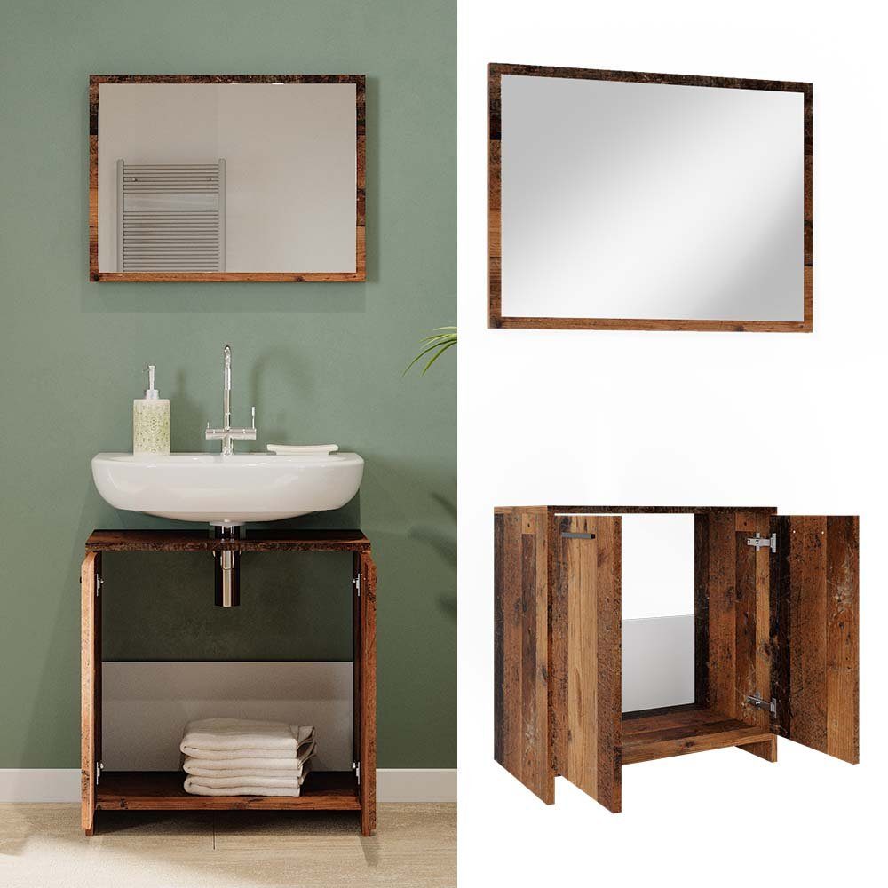 Vicco Badmöbel-Set Kiko, Eiche rustikal, 2 Teile, (2-St., 2-er Set) günstig online kaufen