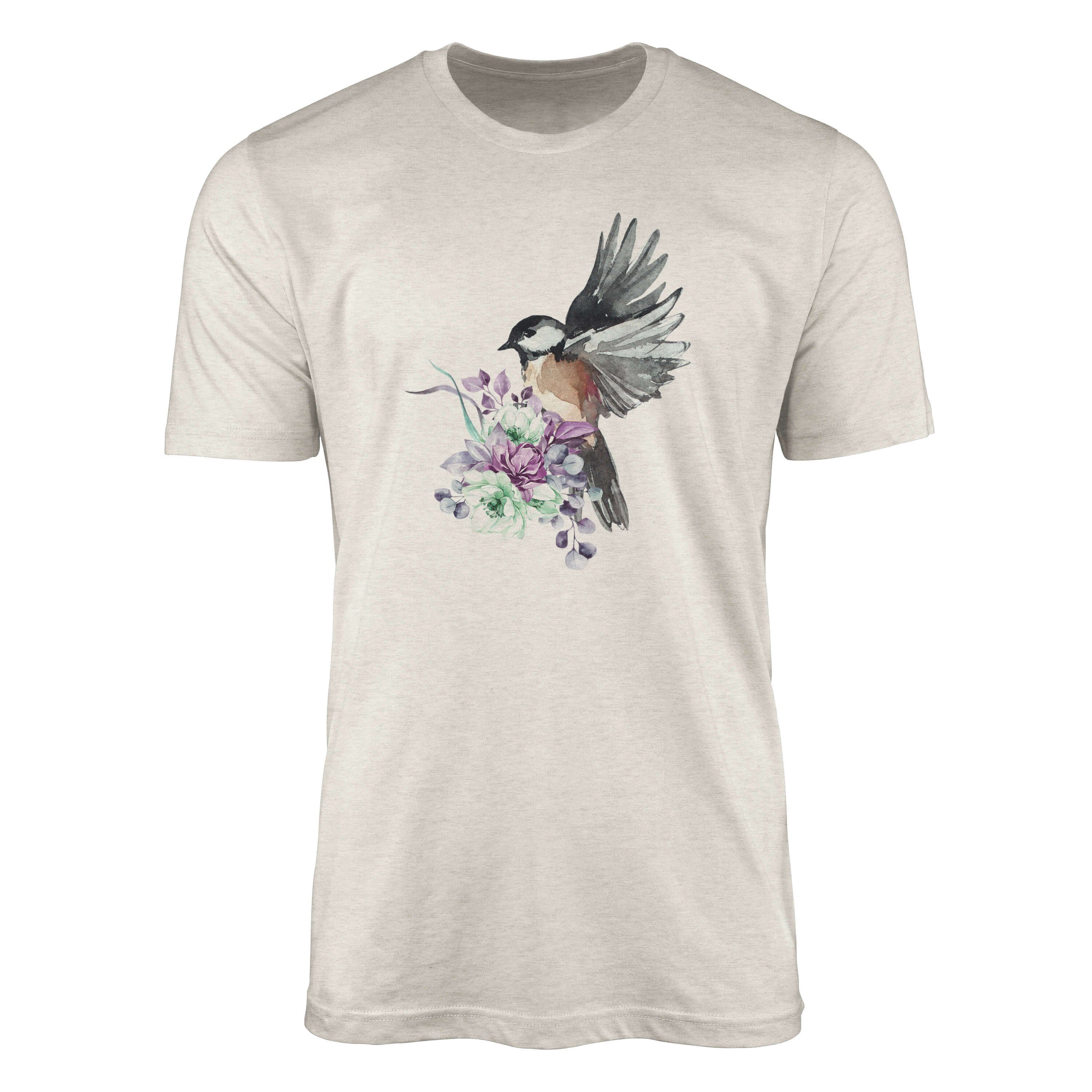 Nachhaltig Sperling Ökomode Shirt T-Shirt Art Organic T-Shirt Motiv Herren (1-tlg) Bio-Baumwolle Aquarell Sinus Farbe