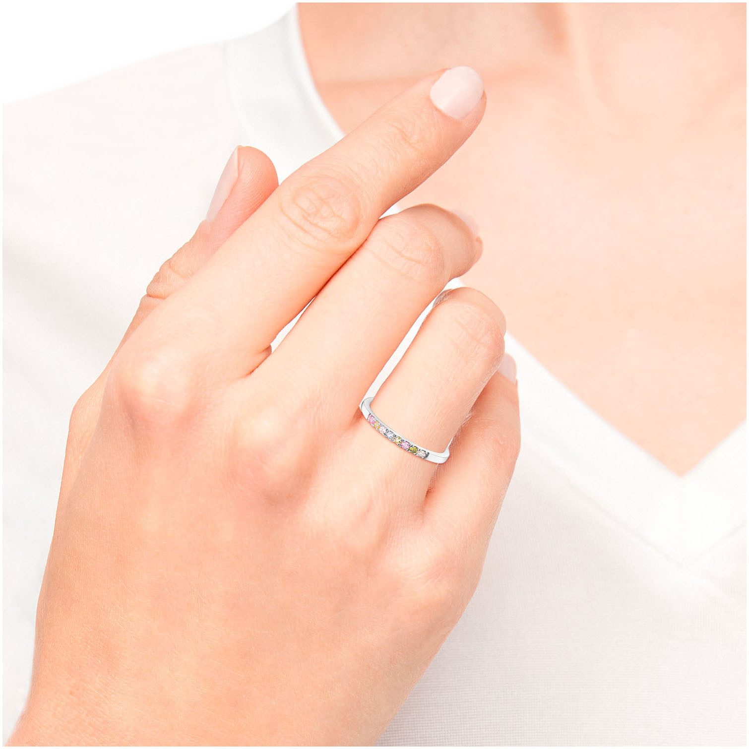 s.Oliver Fingerring Regenbogen-Optik, mit Zirkonia (synth)