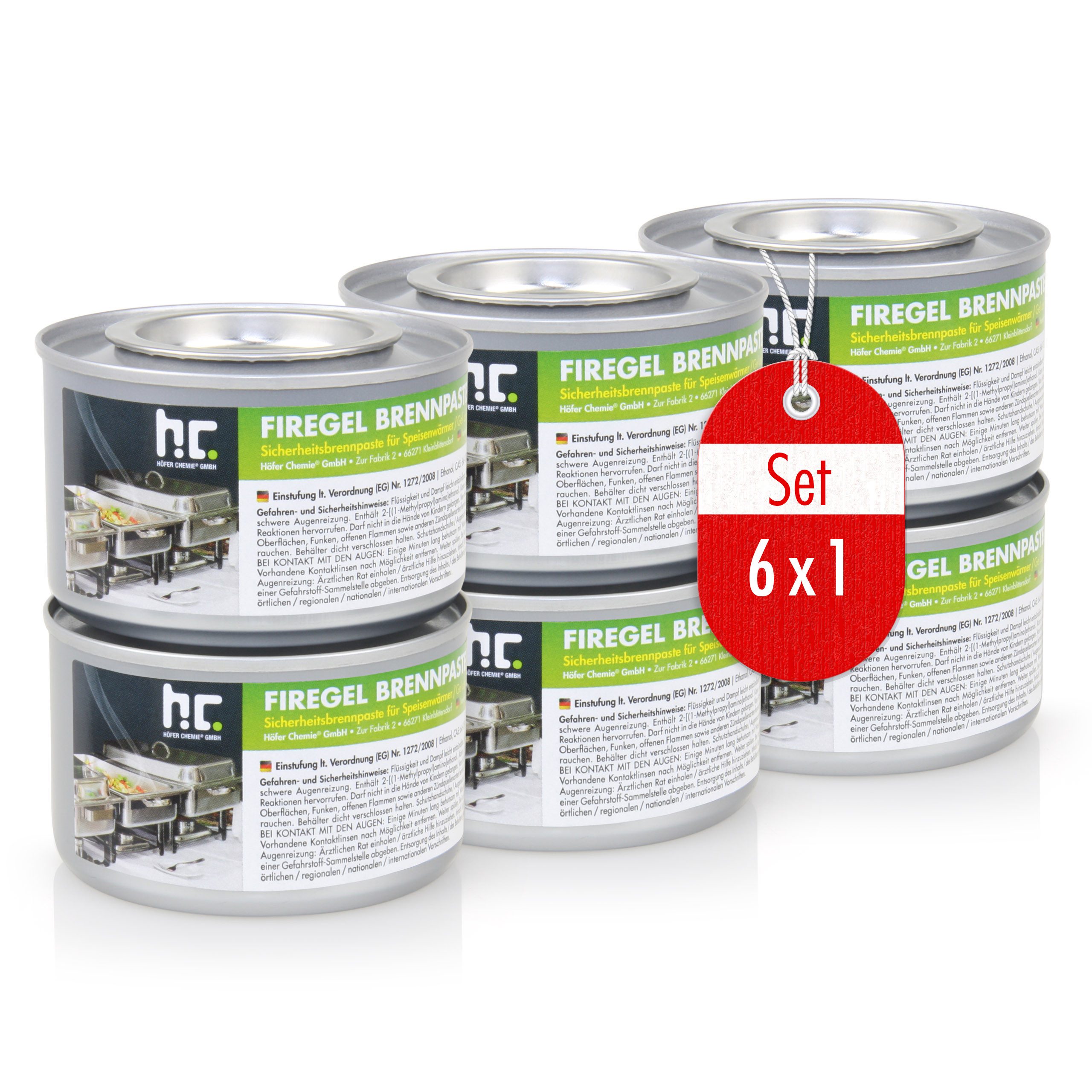 Höfer Chemie GmbH Brennpaste 6x 200g FLAMBIOL® Firegel Brennpaste zum Warmhalten von Speisen, 200 l, (6-St), Zum Warmhalten von Speisen auf Buffets