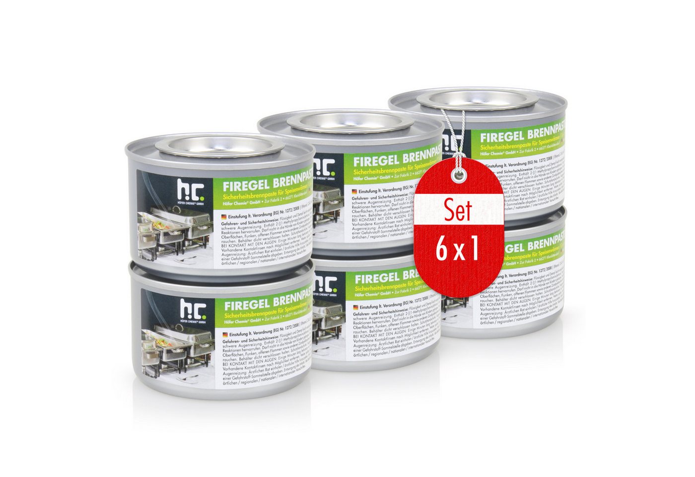 Höfer Chemie GmbH Brennpaste 6x 200g FLAMBIOL® Firegel Brennpaste zum Warmhalten von Speisen, 200 l, (6-St), Zum Warmhalten von Speisen auf Buffets