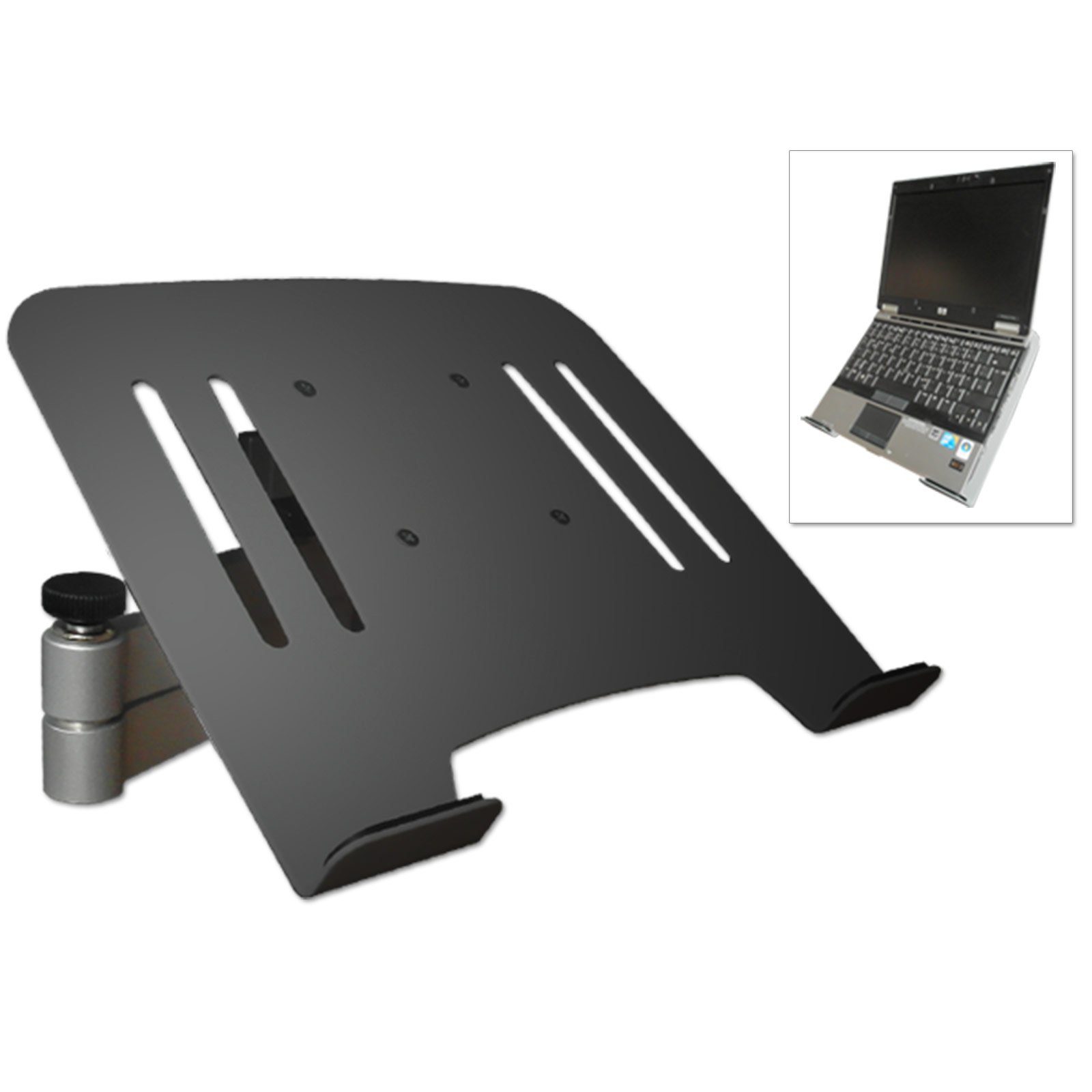 Drall Instruments L52S-IP3B Laptop Tablet schwarz) (2-tlg., Adapterplatte Wandhalterung silber mit Notebook TV-Wandhalterung