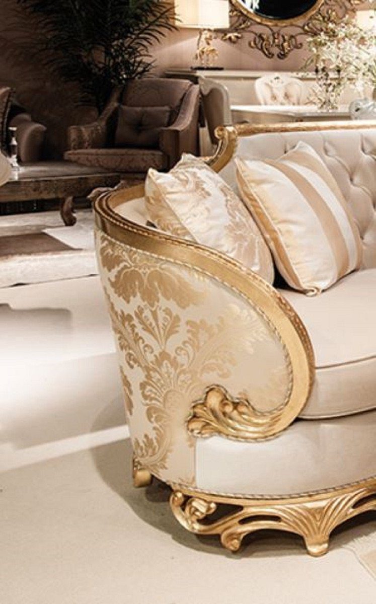 Sofa - im Casa / Einrichtung Luxus Edel Möbel Barock & Prunkvoll Prunkvolles Padrino Sofa - - Luxus Barockstil Möbel Gold Barockstil Wohnzimmer - Casa Padrino - Wohnzimmer Beige Sofa Barock