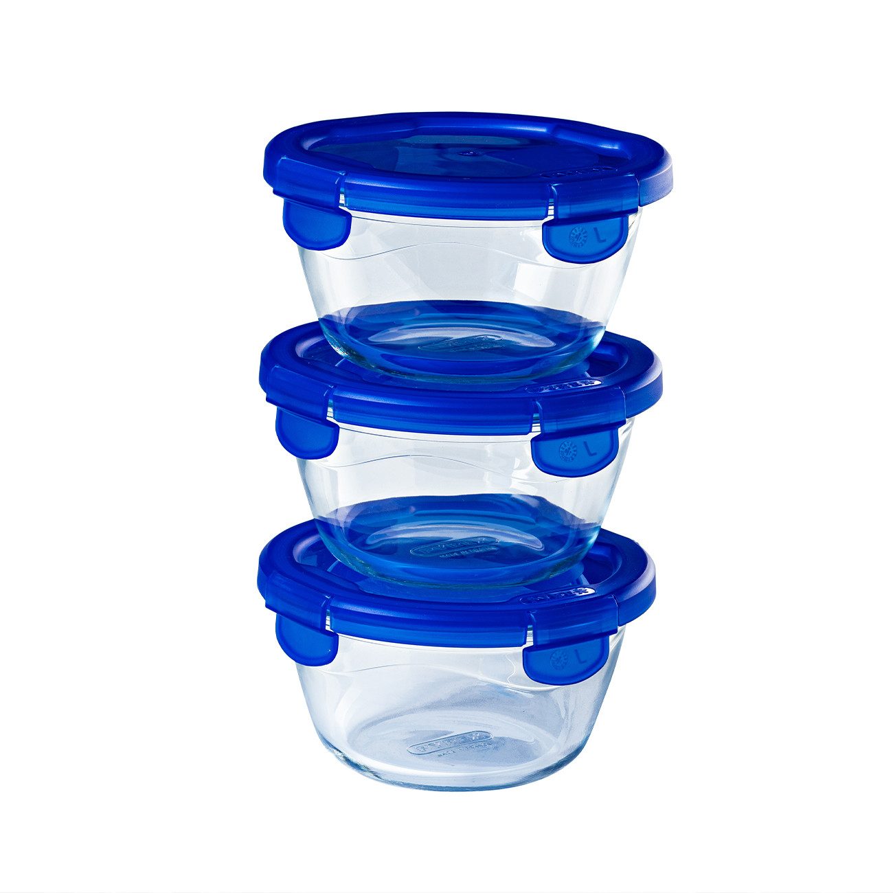 PYREX Frischhaltedose Cook & Go, Borosilikatglas, (Frischhaltedosen-Set, 3-tlg., rund, je 0,7 l), luftdicht, auslaufsicher, mikrowellengeeignet, gefriergeeignet
