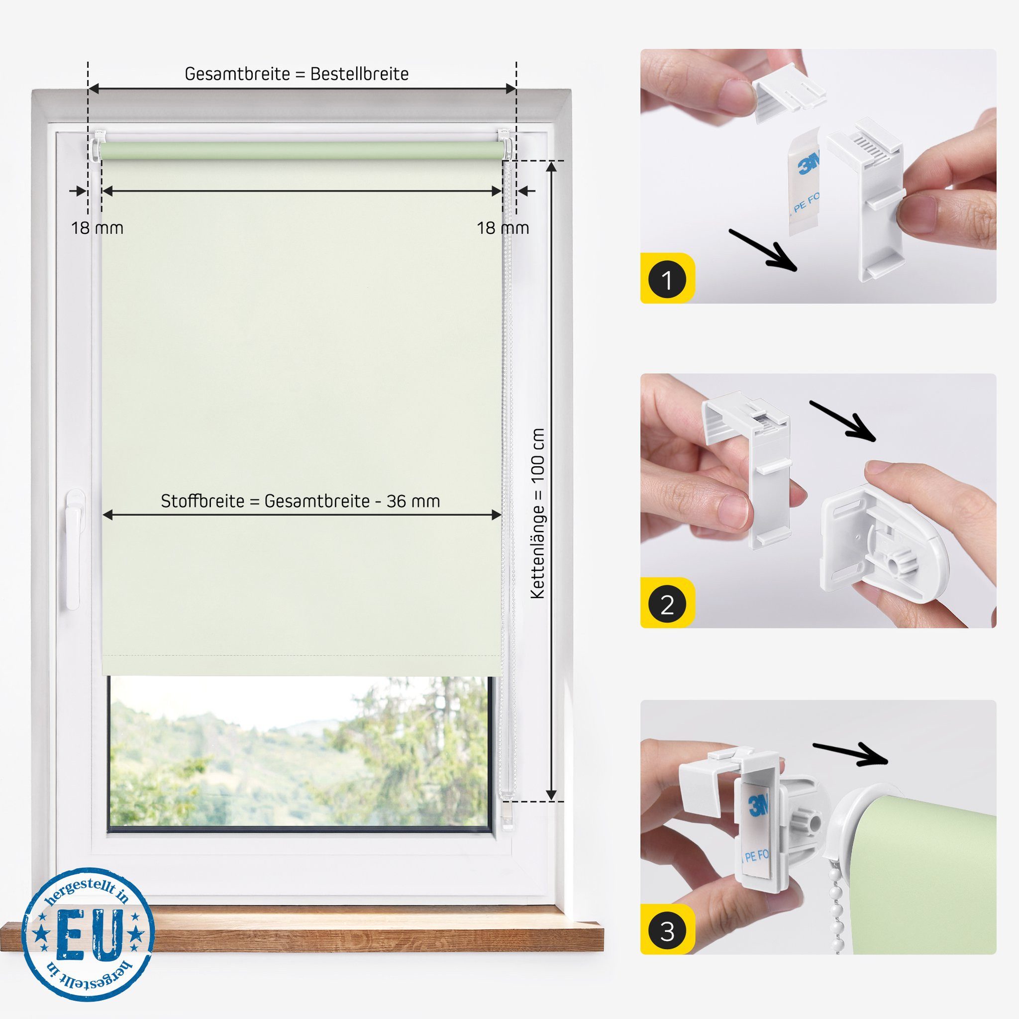 Verdunklungsrollo Standard Rollo, Klemmmontage-Vollverdunkelnd, 30 x 100 cm günstig online kaufen