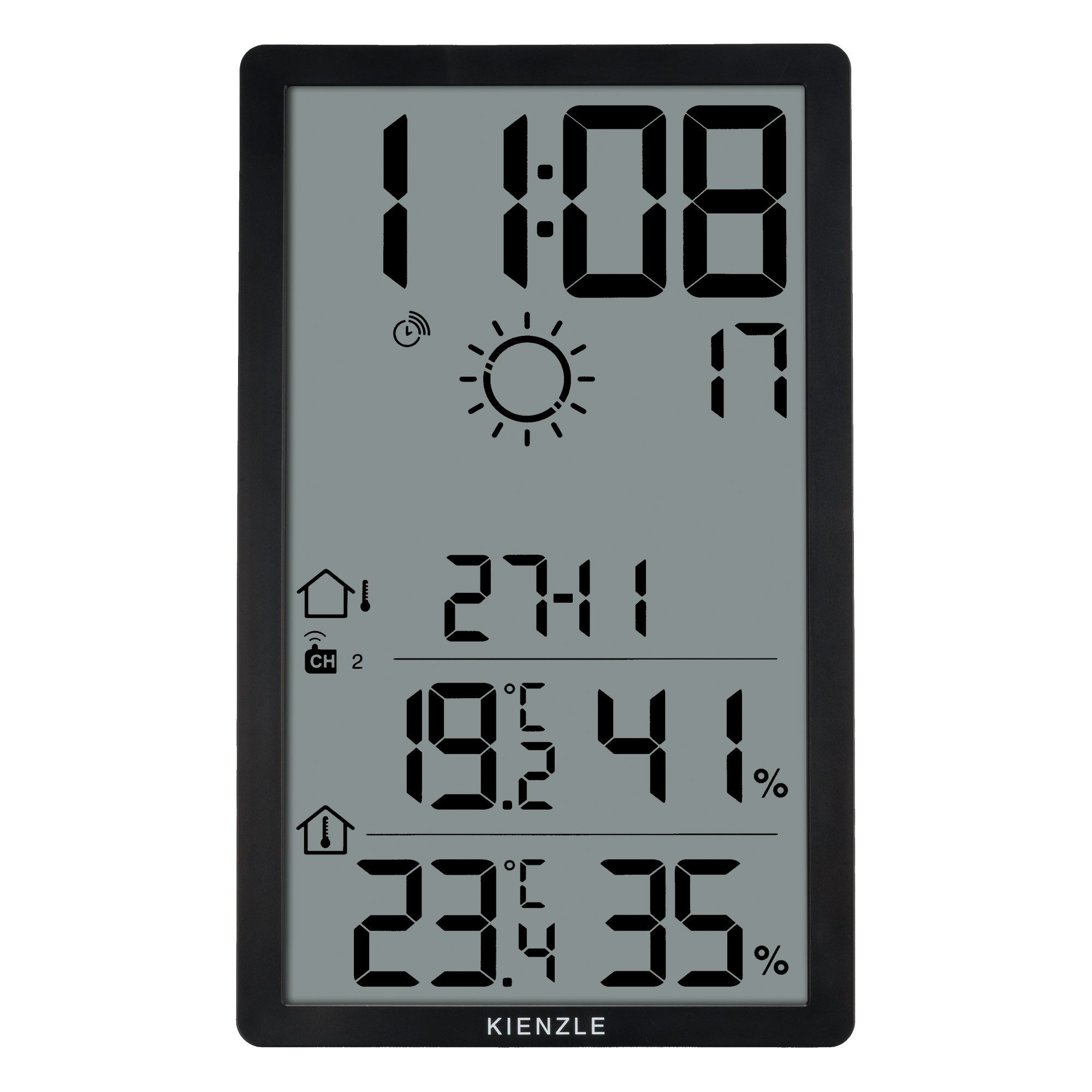 Kienzle Wanduhr Jumbo NEO LCD Wetter-Wanduhr vertikal
