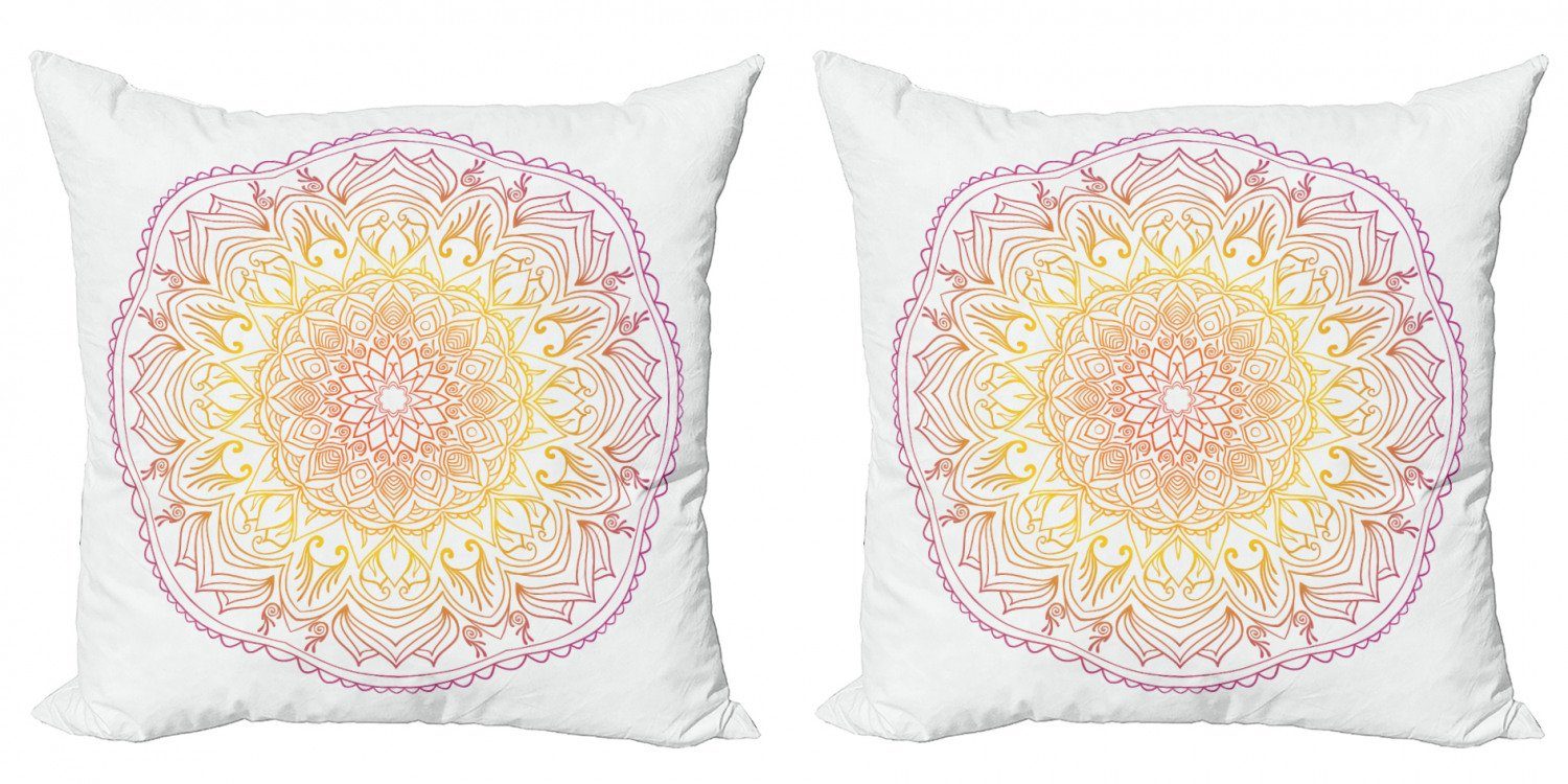 Kissenbezüge Modern Accent Doppelseitiger Digitaldruck, Abakuhaus (2 Stück), Regenbogen-Mandala Eastern Blume