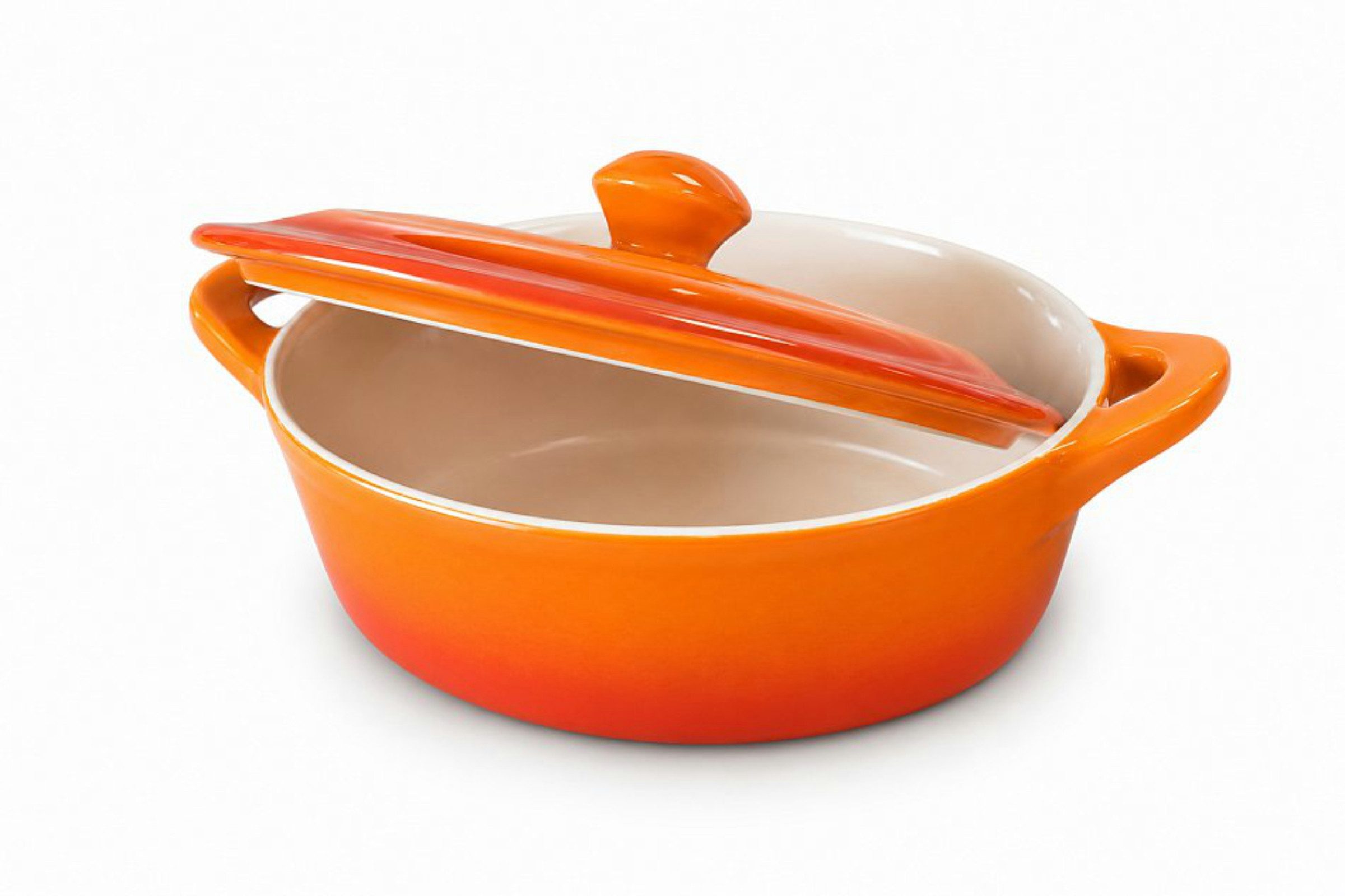 Koopman Ofenschale Auflaufform Gartopf Ofenform 2 Farben Keramik 2 Stk, Keramik, (Set, 2-St., Packung), 2er Set, mit Deckel, Keramik, Orange + Rot – Bild 4 von 5