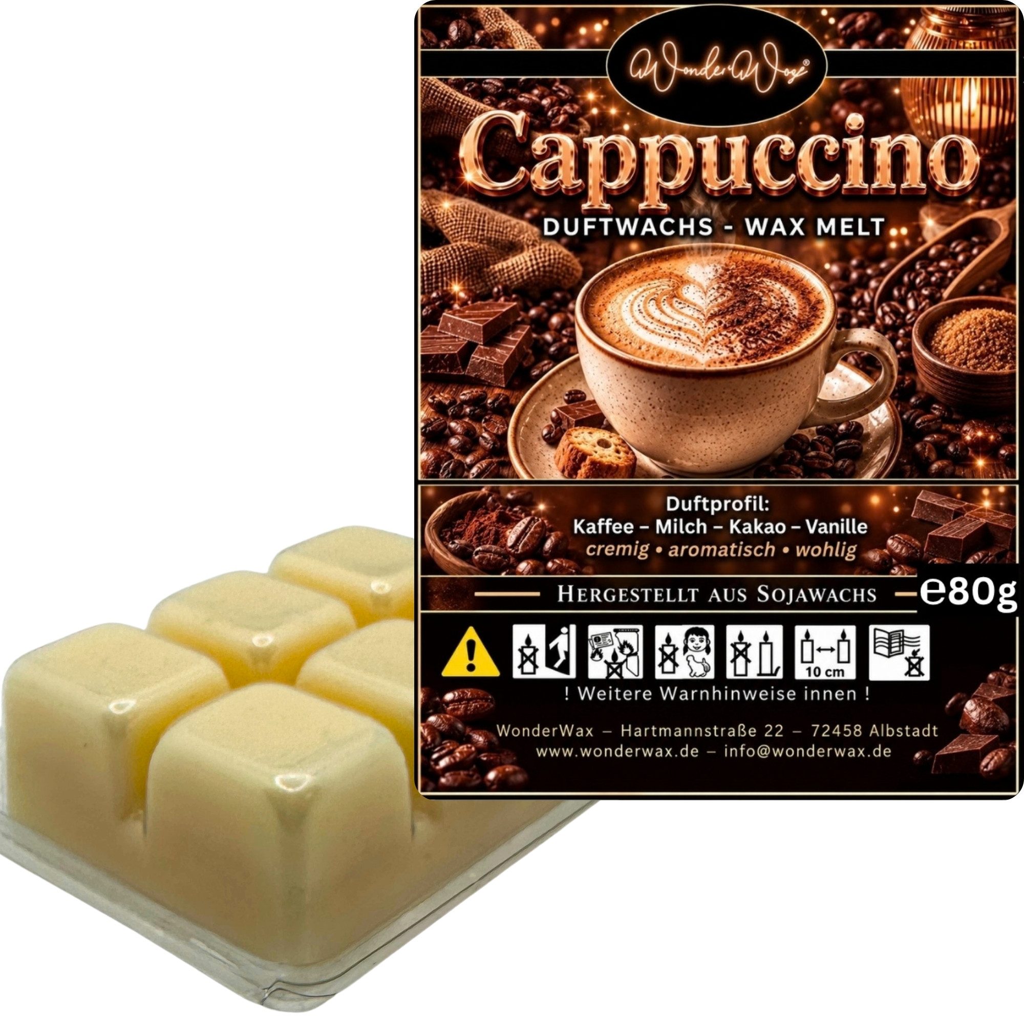WonderWax Duftwachs WonderWax® Duftwachs 6 Würfel, (Cappuccino), Duftrichtung: Cappuccino