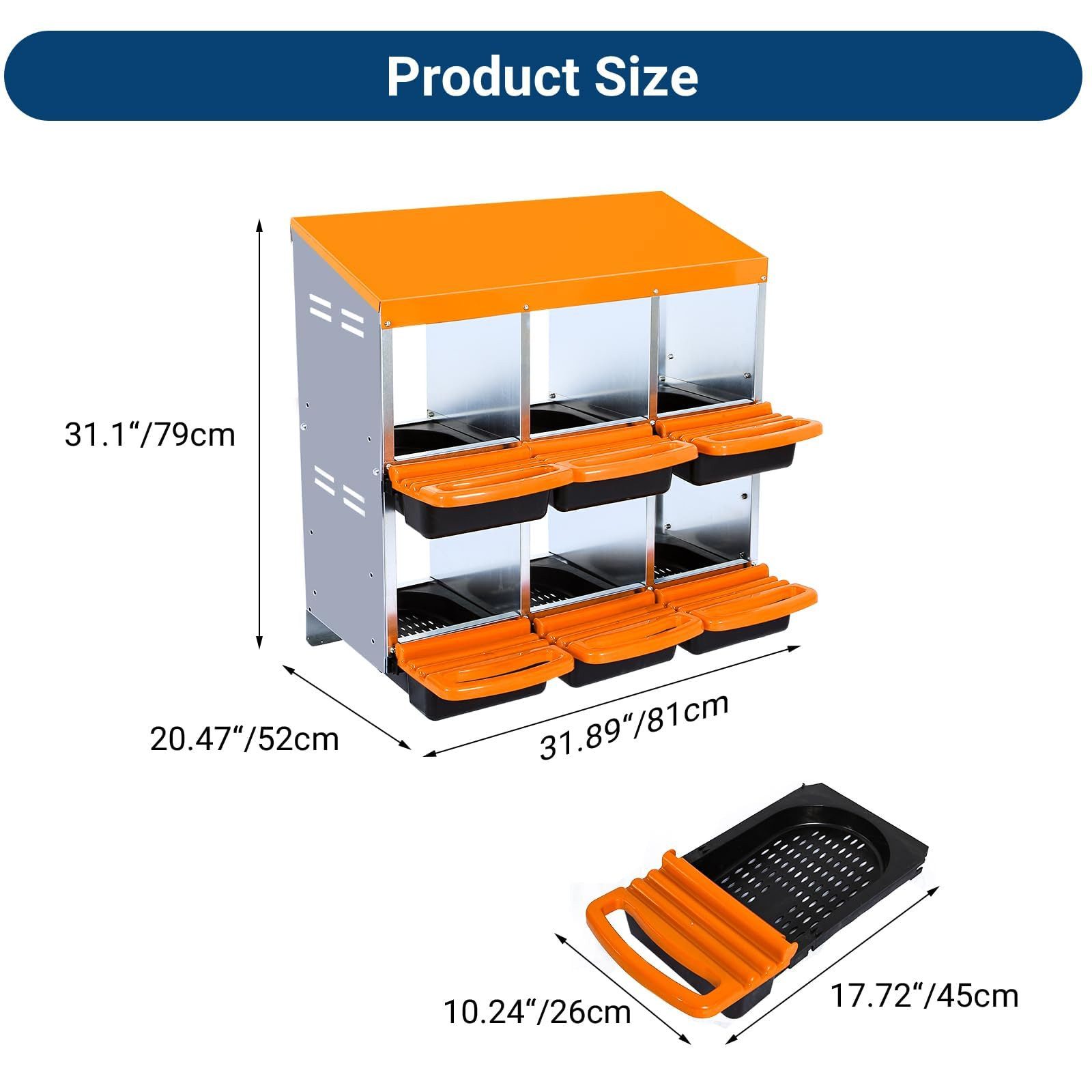 GarveeMore Hühnerstall Hühner Wegrollbar Nistkasten für Hühner Lege-Ei mit Deckelabdeckung, 6/8/10 Fächer Nistkästen Eier schützen,Hühner Nistkasten Kasten