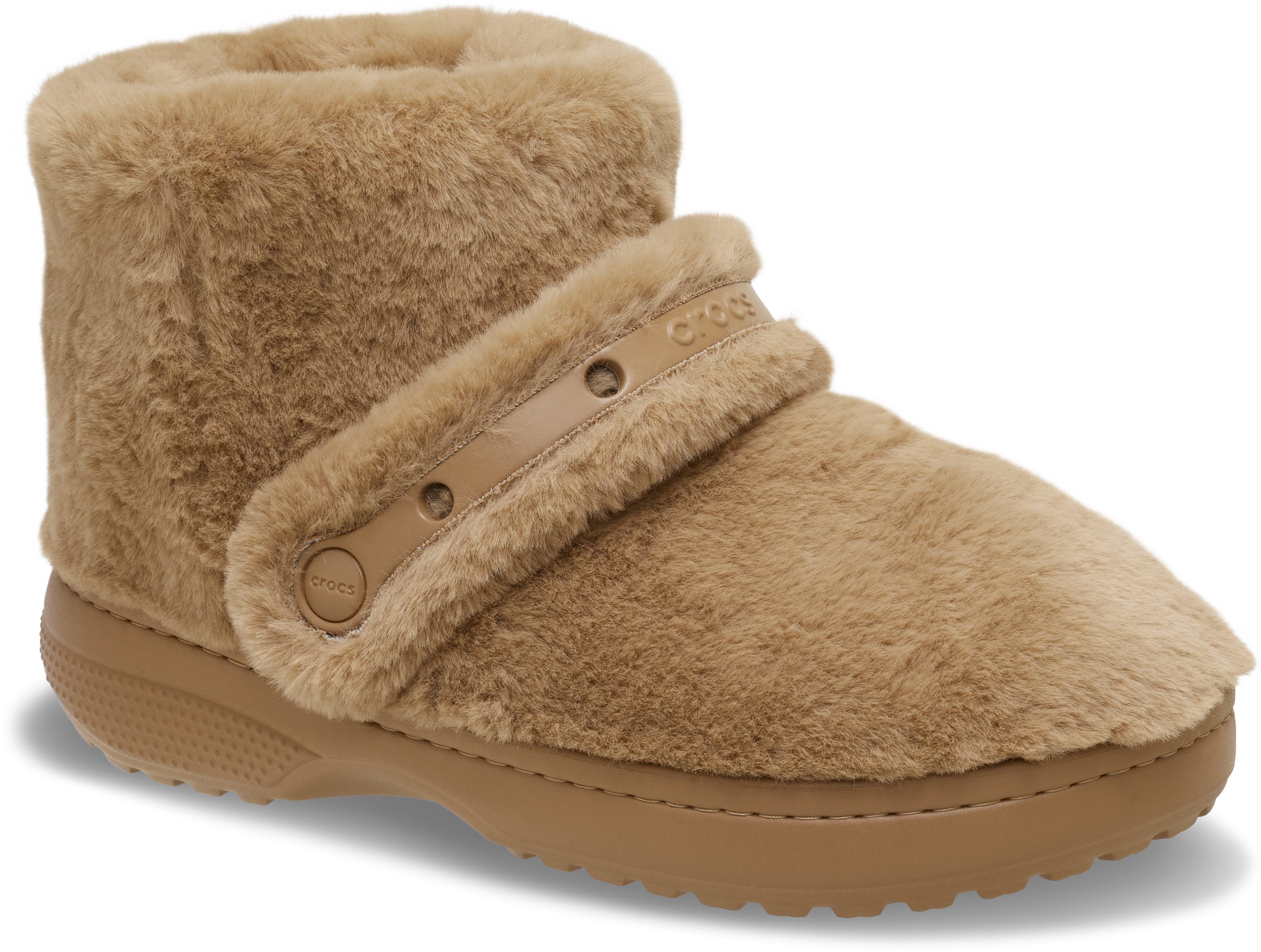 Crocs Unfurgettable Boot Winterboots Schlupfboots, Hausschuh mit Klettriemchen, Warmfutter