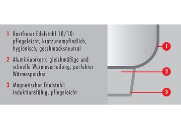 Zwilling Topf-Set Classic, Edelstahl 18/10 (Set, 9-tlg., Bratentopf 20 cm, je 1 Kochtopf 16/20/24 cm, Stieltopf 16 cm), Induktion