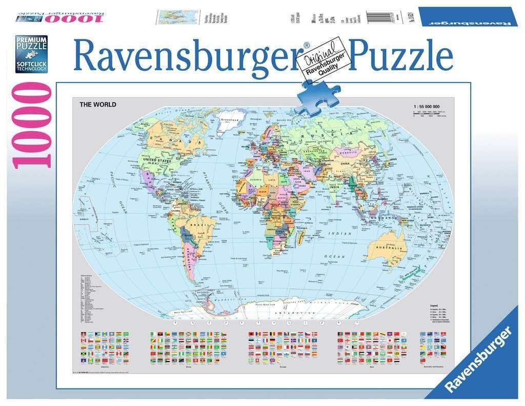 Politische Puzzleteile Puzzle 1000Teile, Ravensburger Weltkarte Pz.