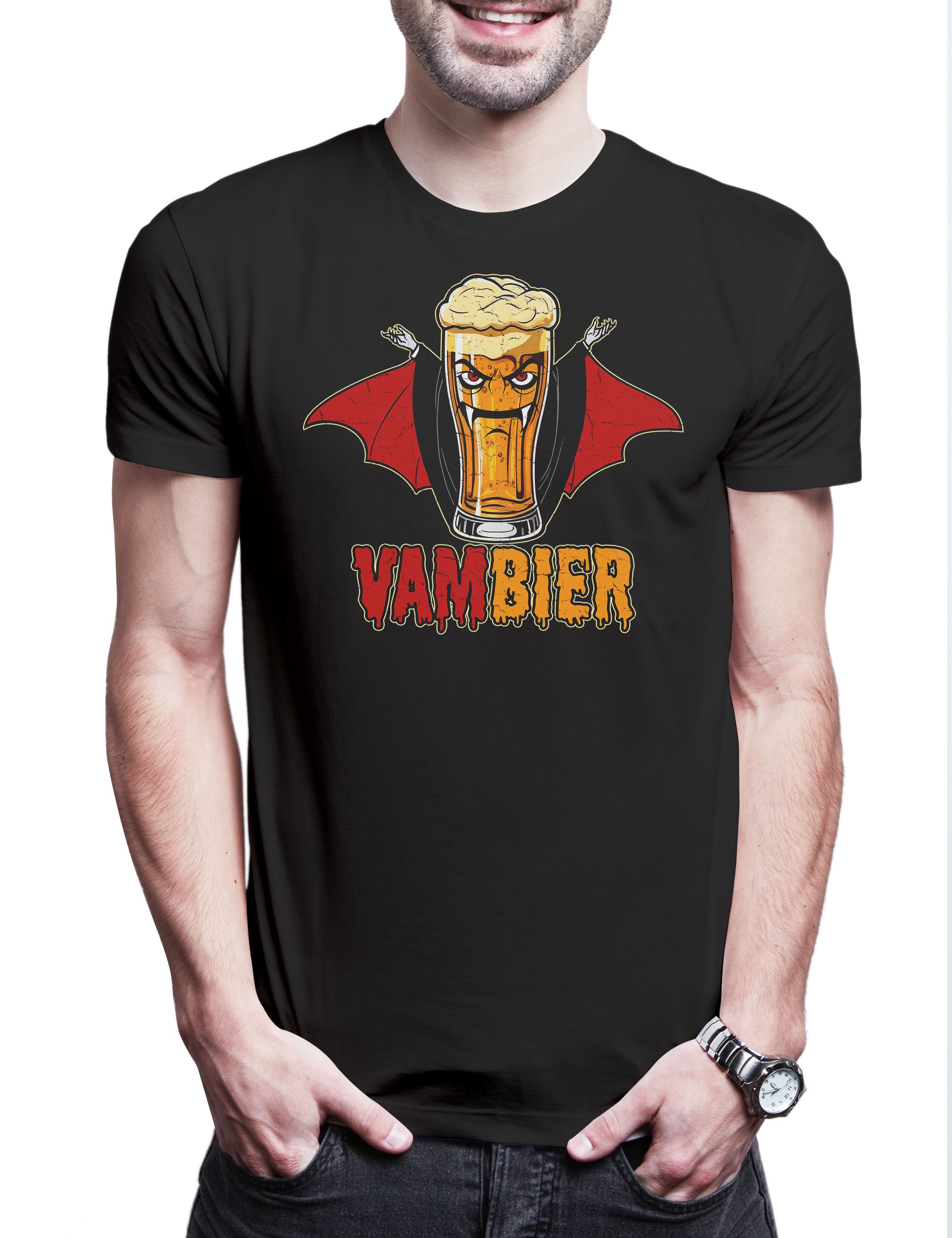 Print-Shirt Vambier Herren T-Shirt Vampir Bier Kostüm Fasching Karneval