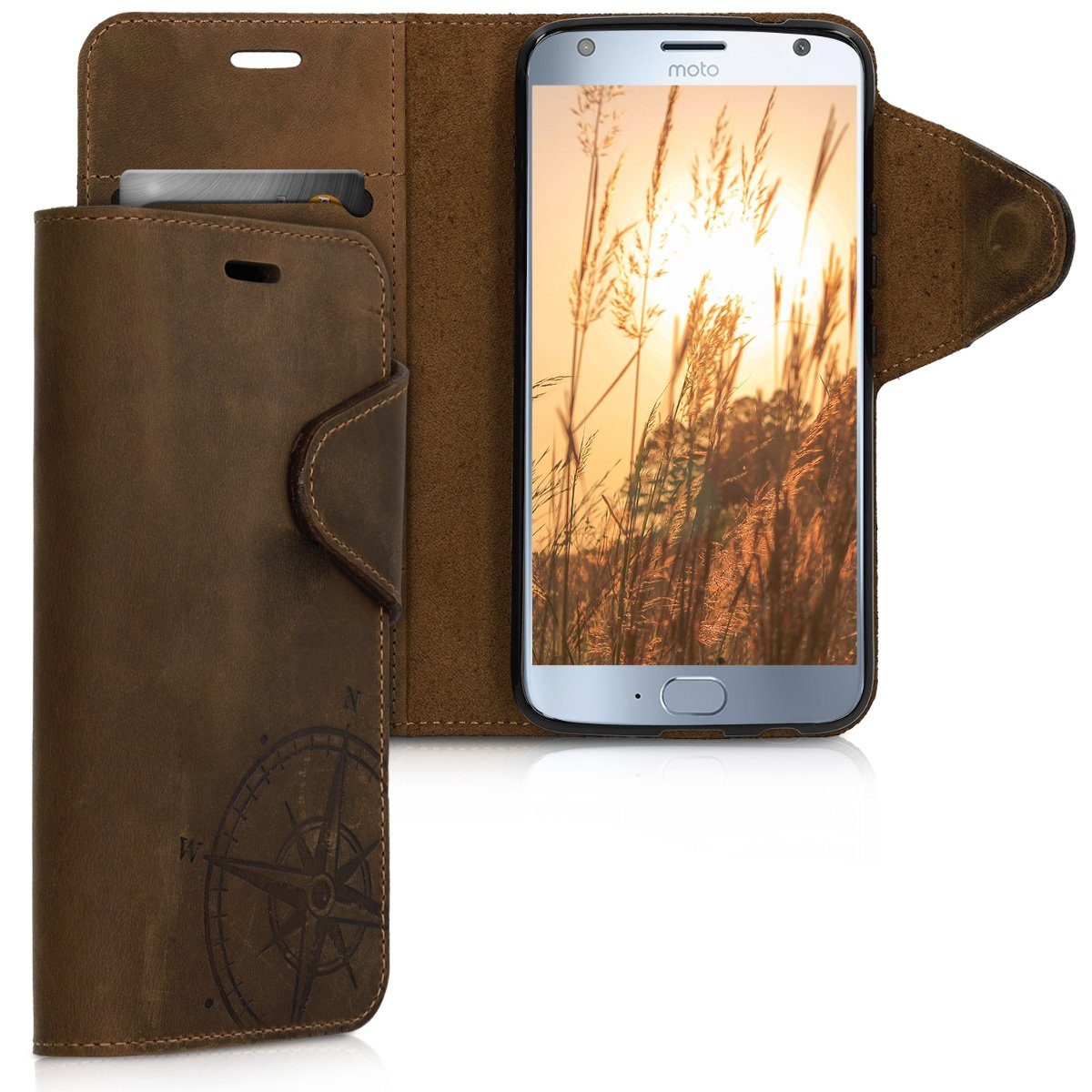 kalibri Handyhülle, Hülle für Motorola Moto X4 - Leder Schutzhülle - Handy  Wallet Case Cover - Kompass Vintage Design online kaufen | OTTO