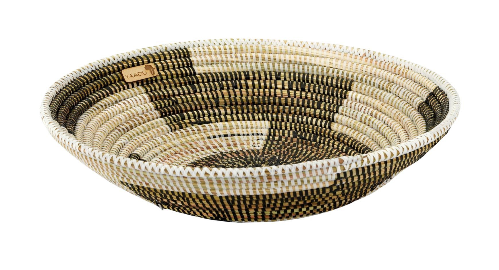 YAADU Obstschale mit 40cm Durchmesser, geflochtene Große runde Schale, Handgefertigt in Afrika aus traditioneller Flechtkunst