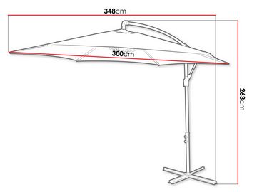 MIRJAN24 Sonnenschirm Wanik, Konstruktion aus Stahl, 348x300x263 cm