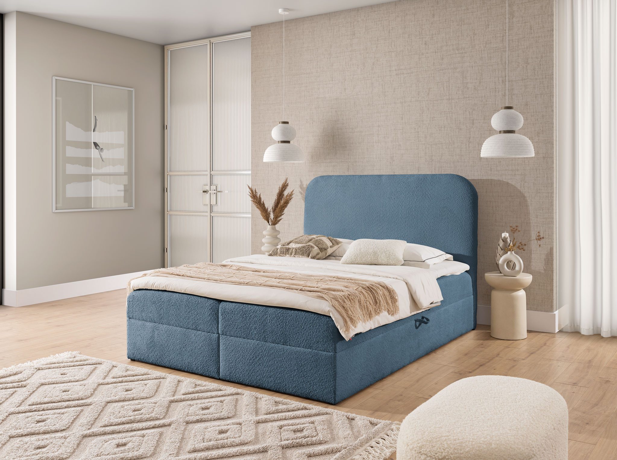 Boxbett Alba mit 2 Bettkästen, Doppelbett mit Bonell-Matratze + Topper