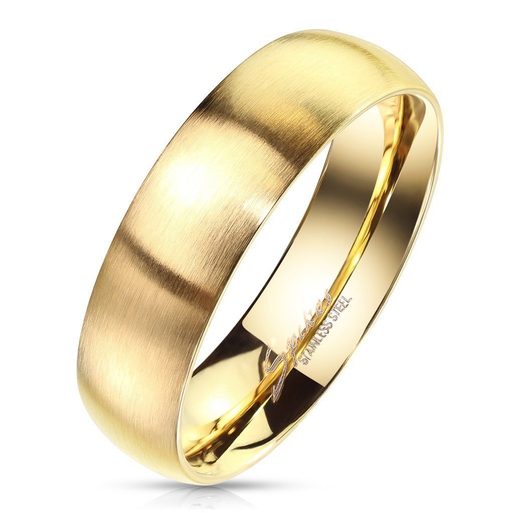 Gold Edelstahl Ring Herren Damen Partnerring, gebürstet viva-adorno mattiert matt Fingerring Verlobungsring Bandring