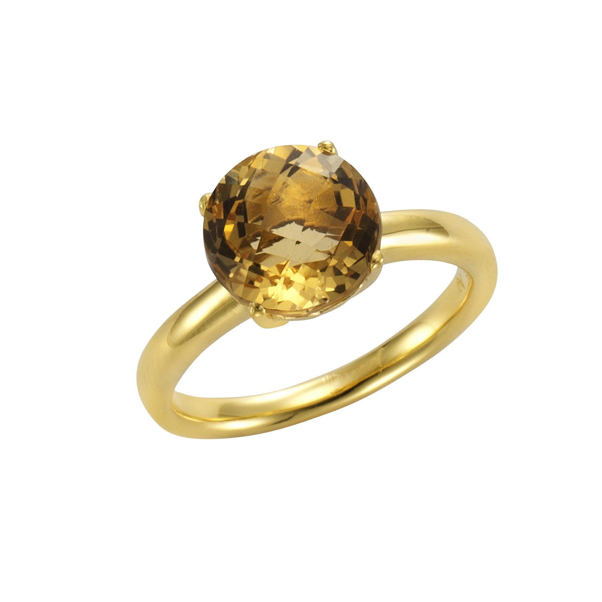 Jamelli Fingerring Silber 925 vergoldet mit echtem Citrin 10mm günstig online kaufen