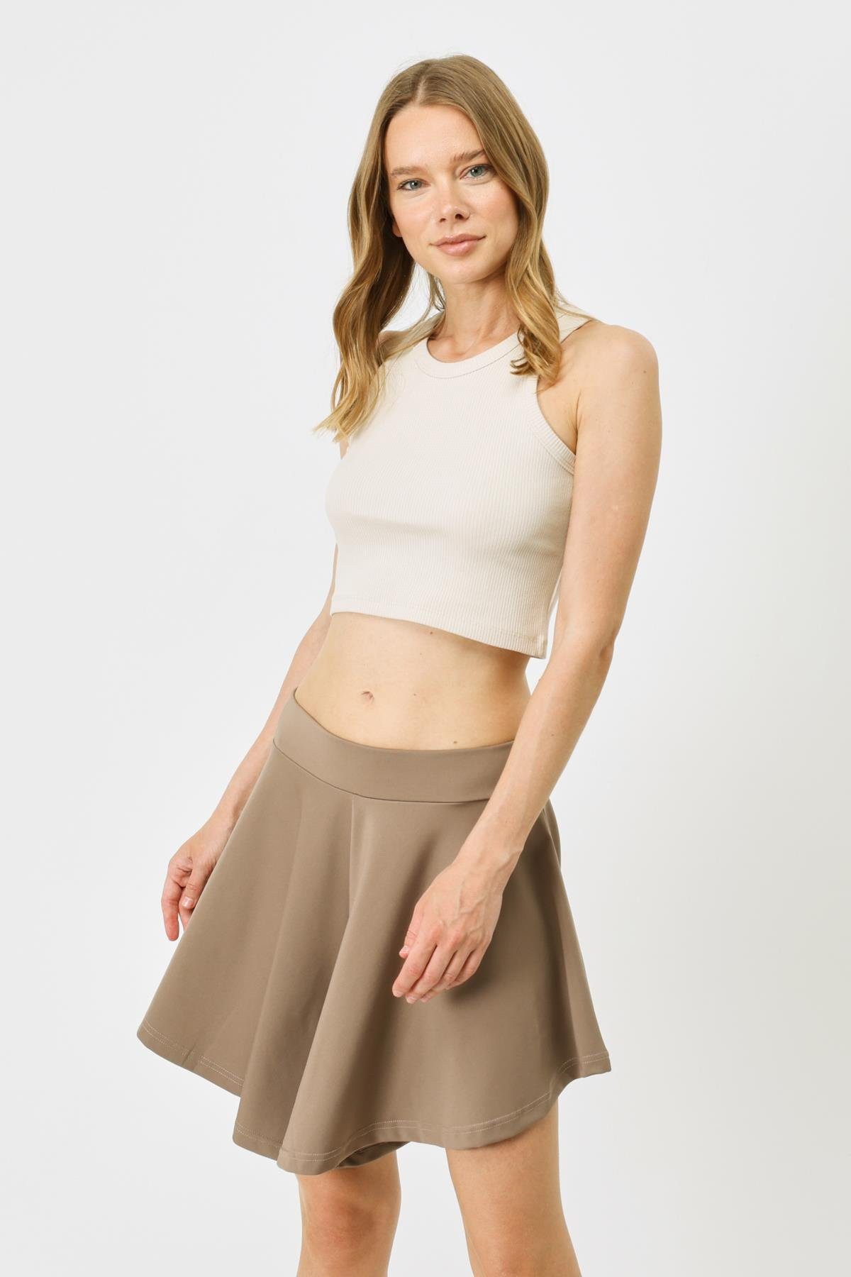 C&CITY Blusenbody Damen Halterneck Ripp Stretch Crop Top