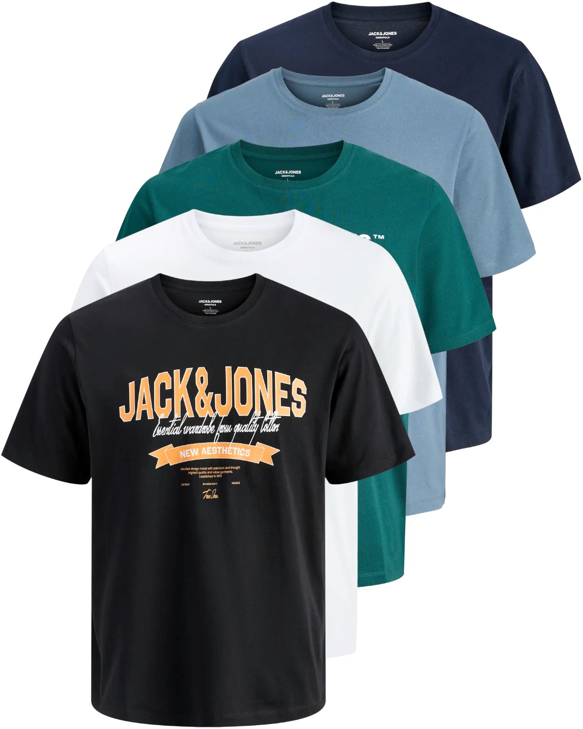 Jack & Jones Print-Shirt Bedrucktes T-Shirt aus Baumwolle (5er-Pack) günstig online kaufen