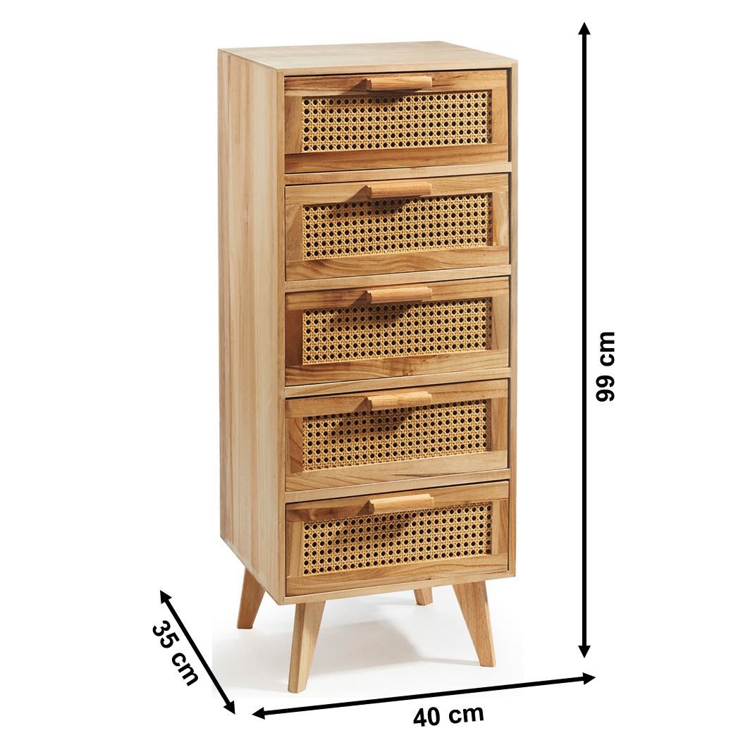 Kobolo Regal Kommode mit 5 Schubladen, 40x35x99cm günstig online kaufen