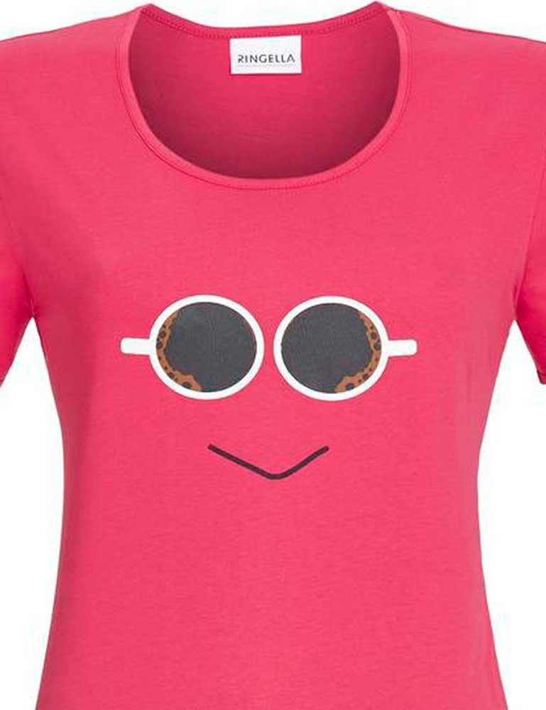 Kurzarm Pink Schlafanzug Ringella tlg) Pyjama mit 2211201 / "Smiley" Hose (2 Damen Hellblau 7/8 -