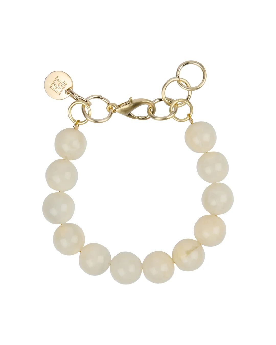 TOM+HATTY Armkette - POPPY JUL SINGLE - Perlenarmban in Cream und Gold für Damen