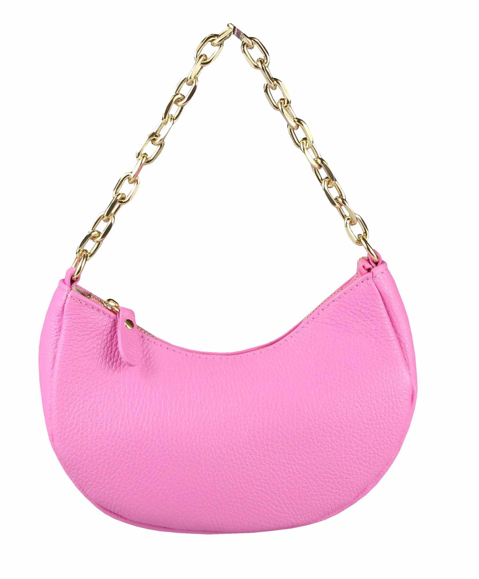 Schultertasche Made in Italy DAMEN LEDER TASCHE Pochette mit Kette CrossOver City Bag