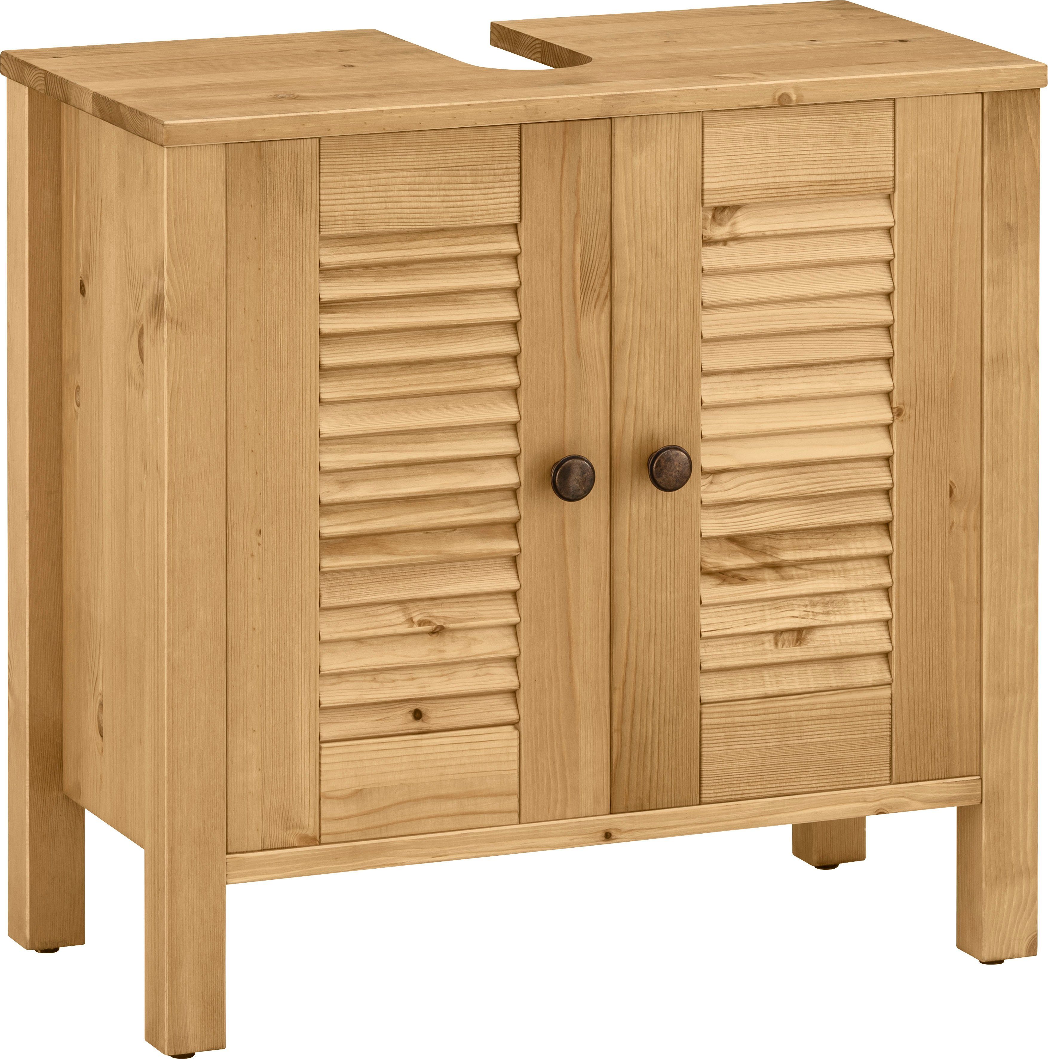 Home affaire Waschbeckenunterschrank Ayanna aus Massivholz, FSC®, Lamellenfront, Höhe 57 cm, Breite 59 cm
