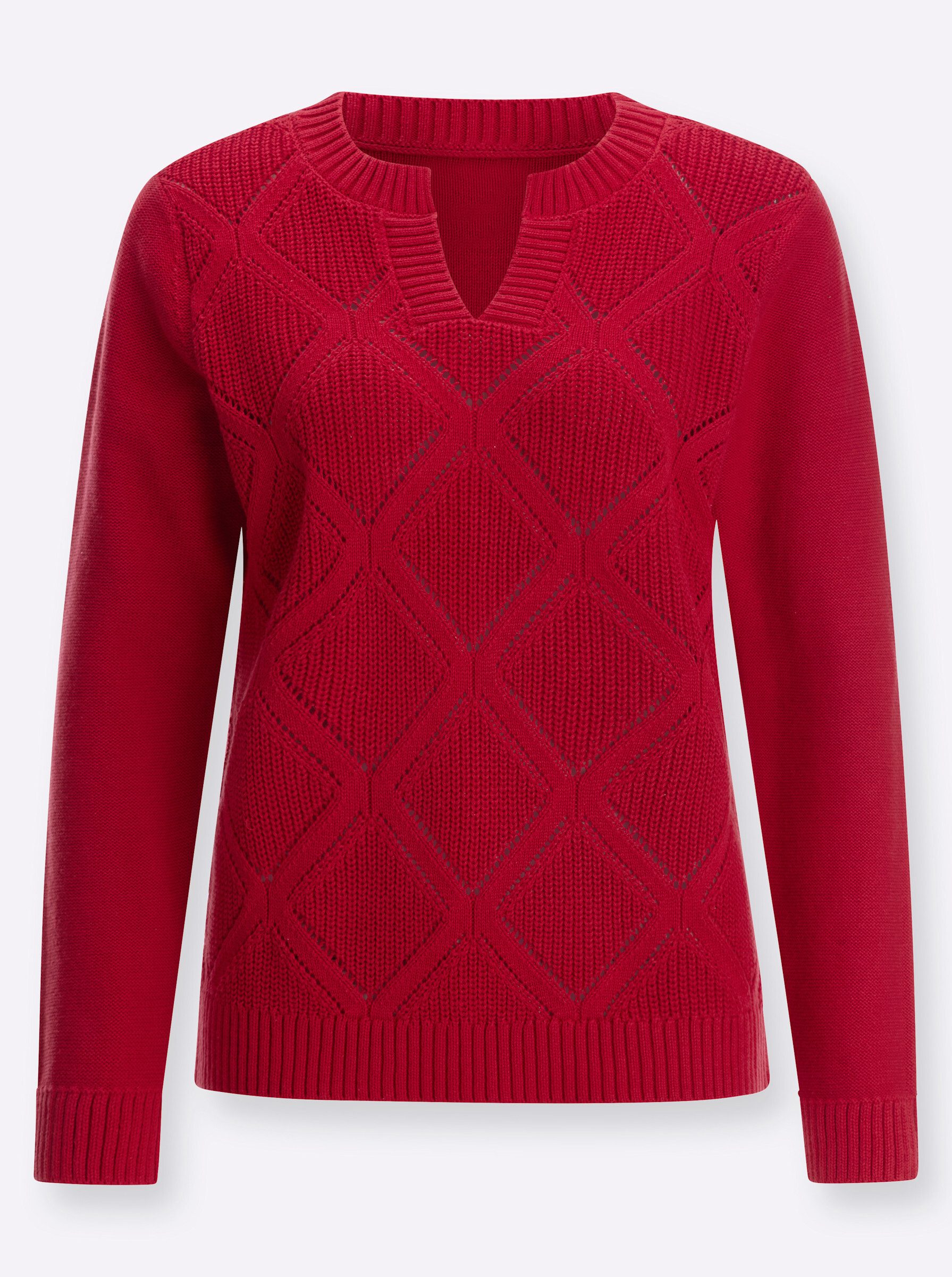 Strickpullover Langarm-Pullover Langarm Ajour, Links-Strick