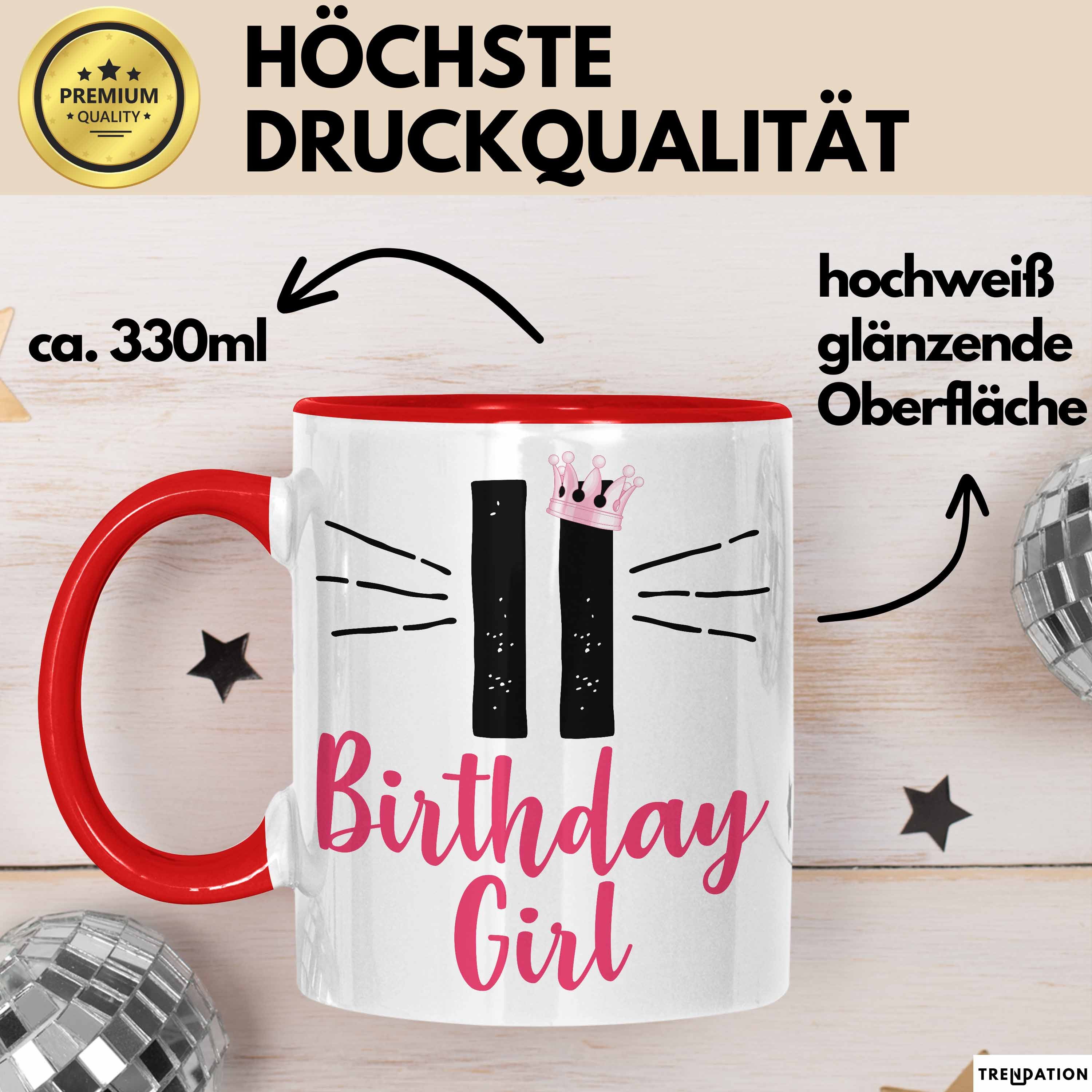 Trendation Tasse 11 Birthday Girl Tasse Mädchen Geschenk 11. Geburtstag Witzig, Keramik