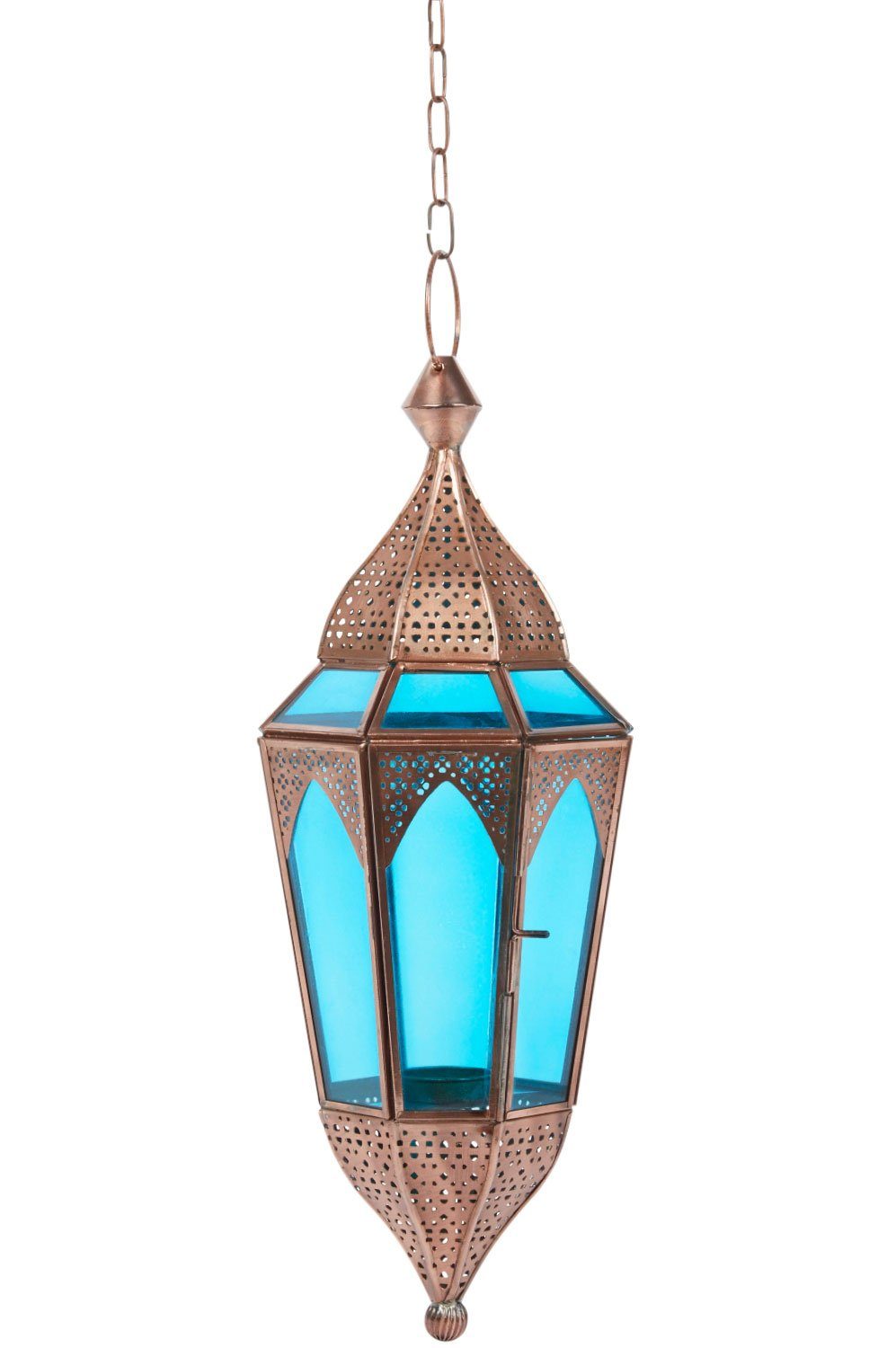 Marrakesch Orient & Mediterran Interior Hängewindlicht Indische Hängelaterne Lalita - Blau (1 St), Handarbeit
