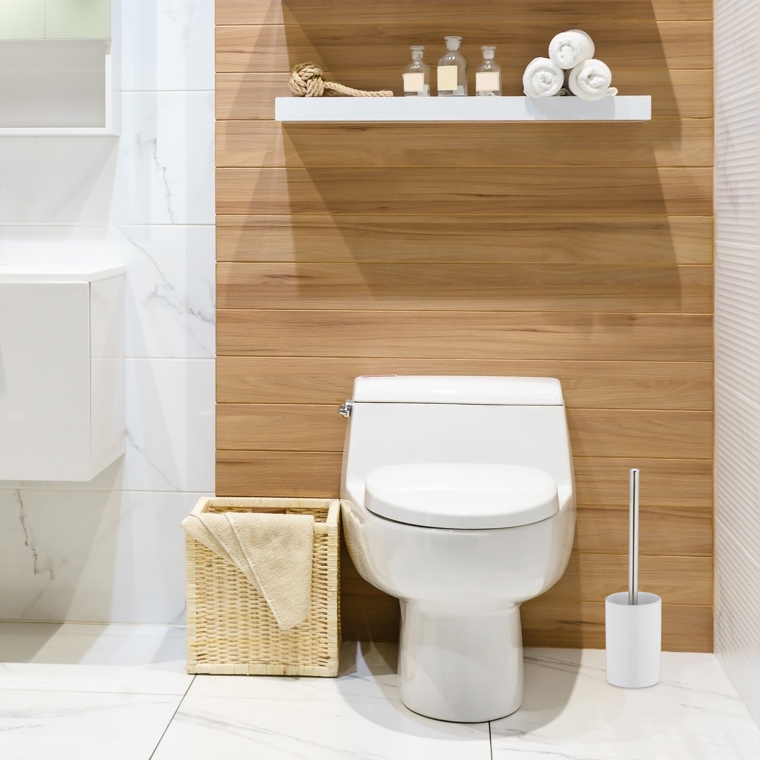 relaxdays Badezimmer-Set WC-Garnitur Keramik, Weiß günstig online kaufen