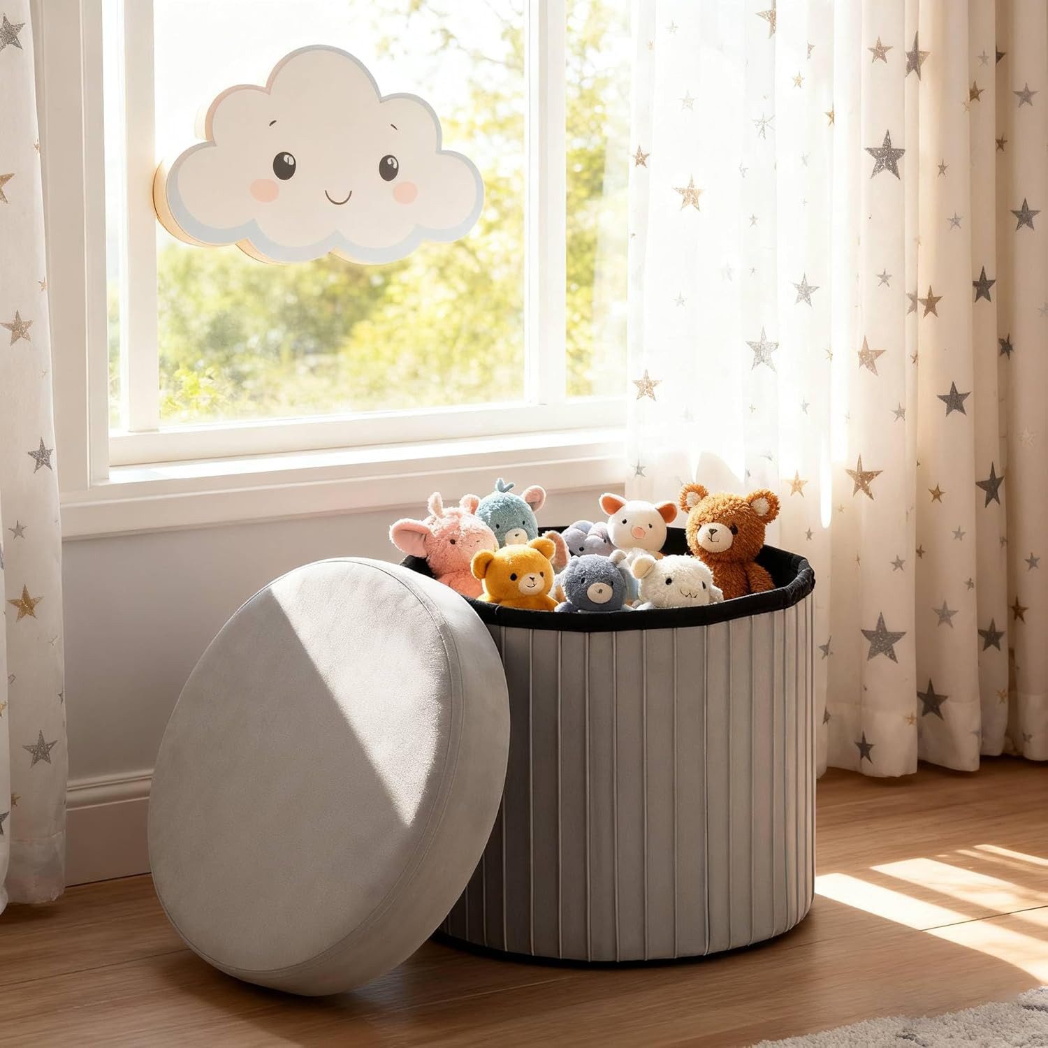 Zedelmaier Sitzhocker Runder Samt Aufbewahrungshocker Polsterhocker Hocker