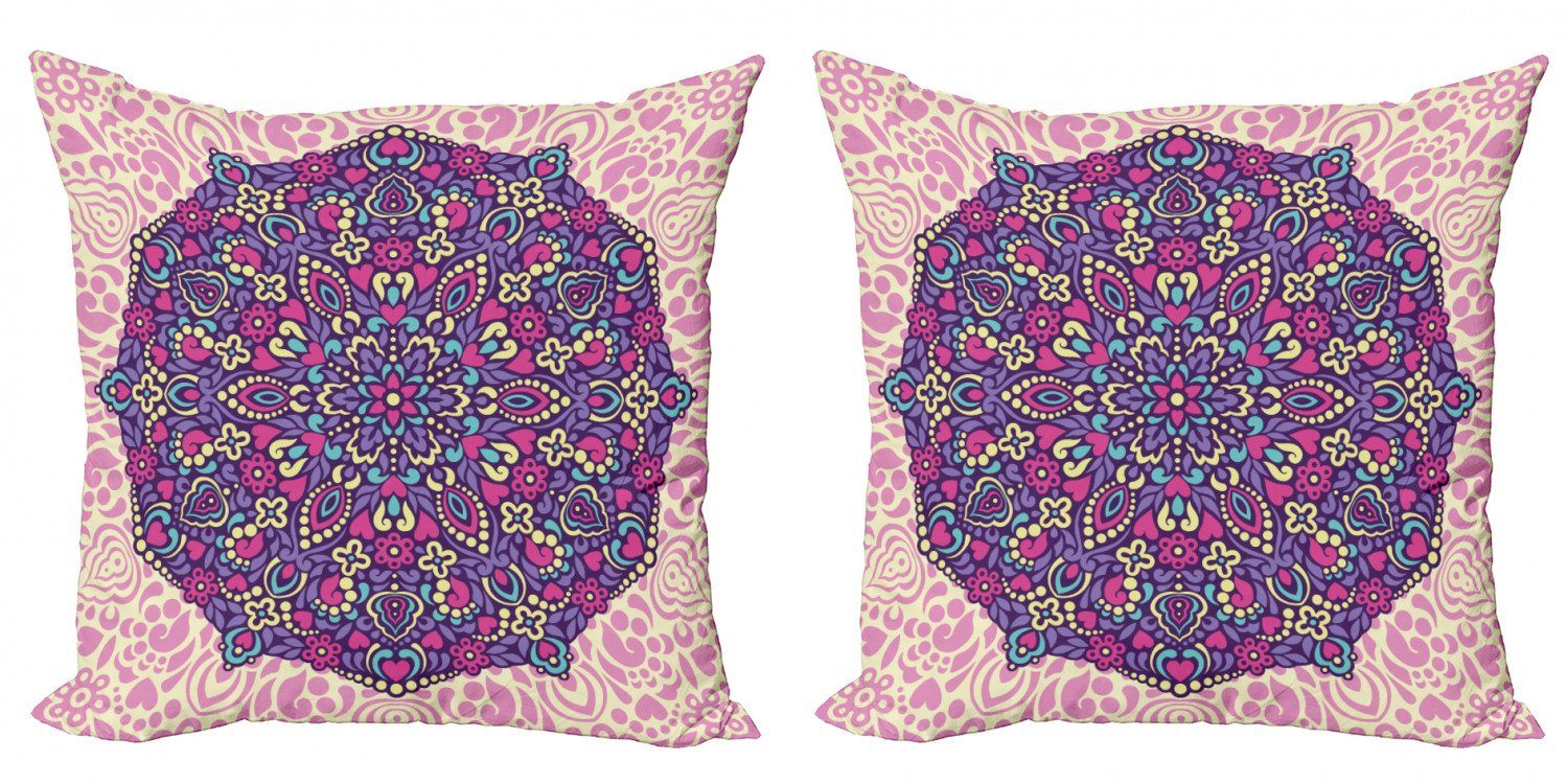 Kissenbezüge Modern Accent Doppelseitiger Digitaldruck, Abakuhaus (2 Stück), lila Mandala floral Cosmos