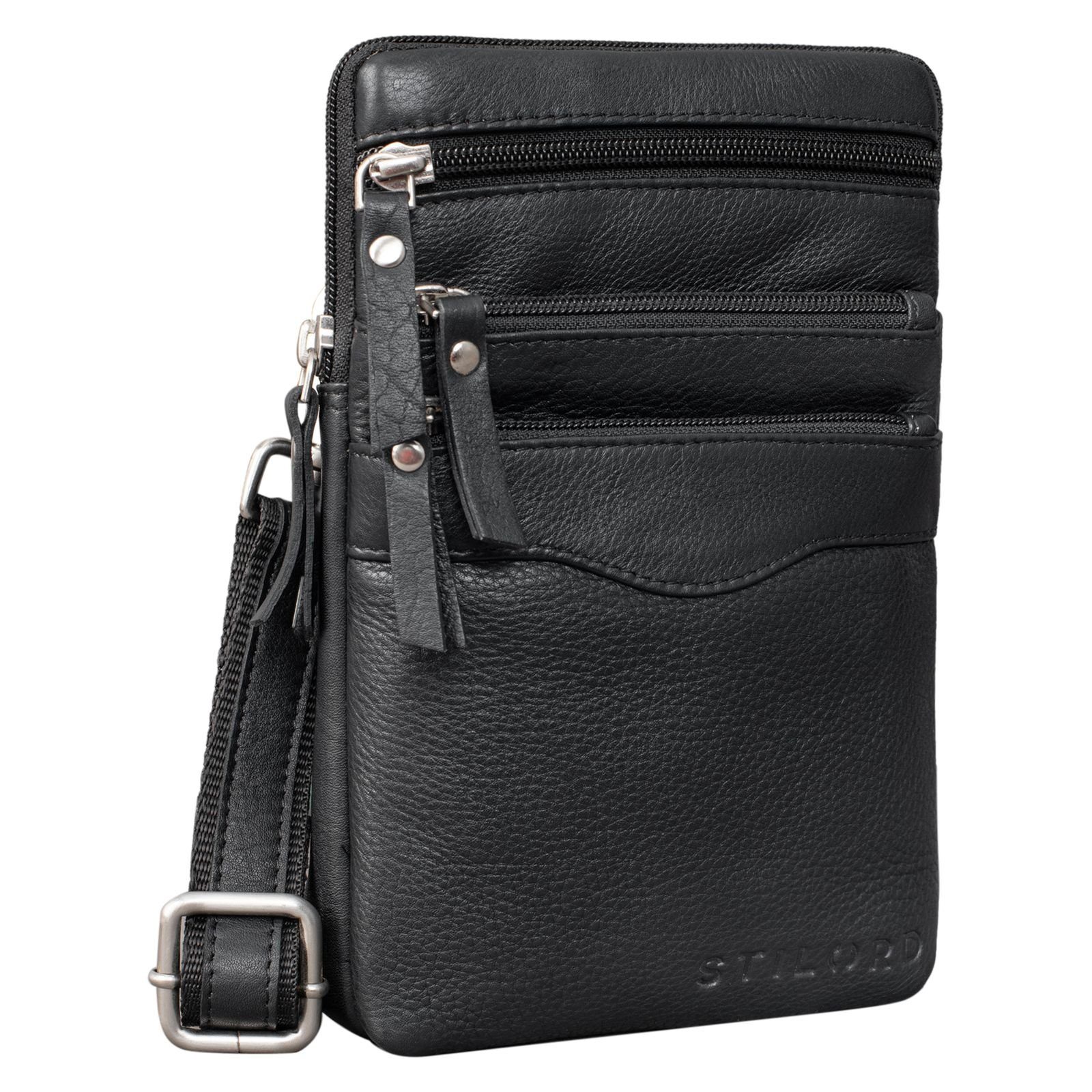 STILORD Handtasche "Aria" Brusttasche Leder klein schwarz